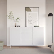 Zweiturige Kommode Olio mit drei Schubladen, 160 cm, weiß