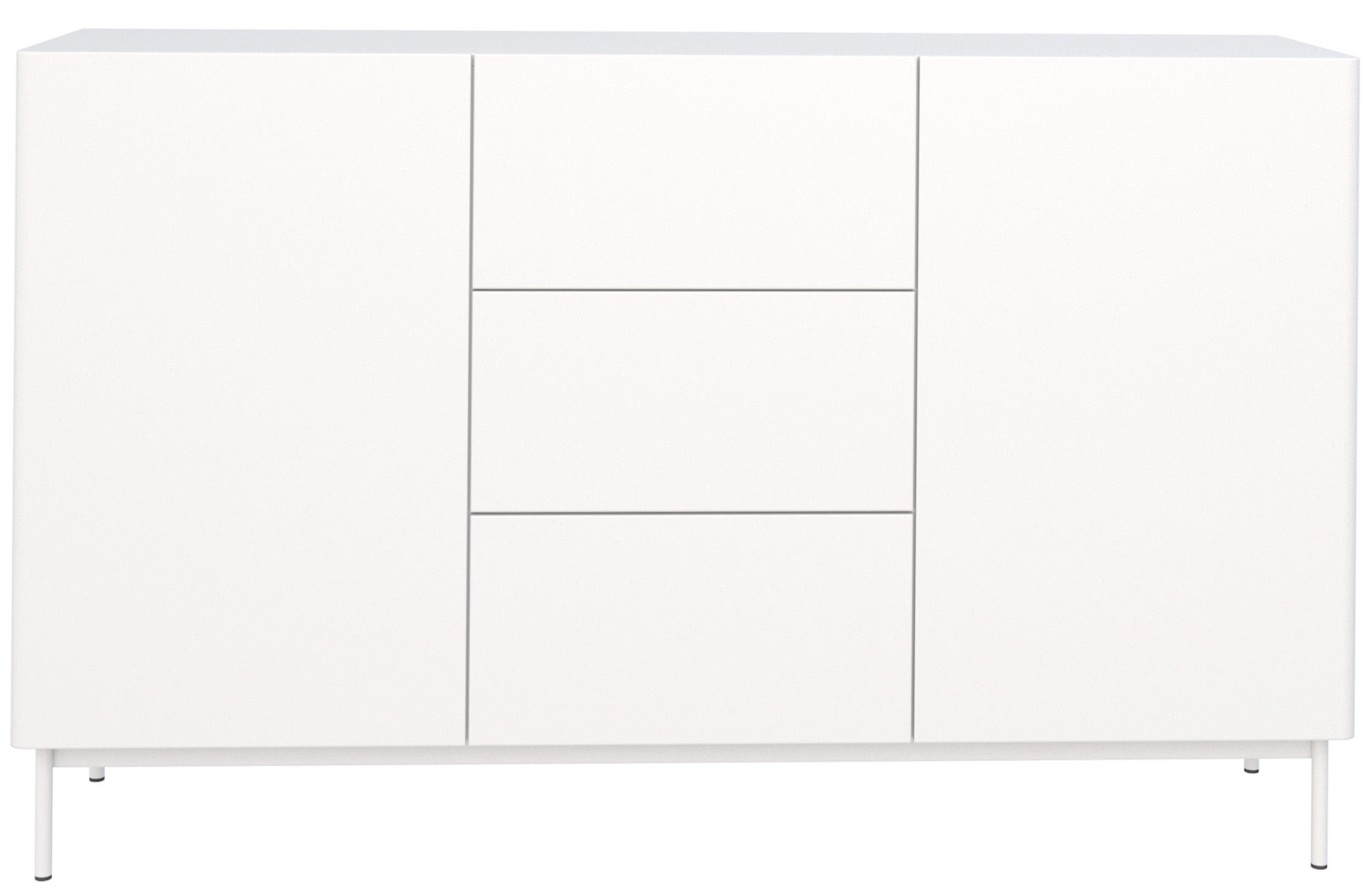 Zweiturige Kommode Olio mit drei Schubladen, 160 cm, weiß