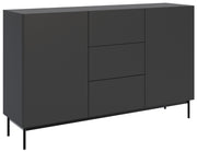 Zweiturige Kommode Olio mit drei Schubladen, 160 cm, schwarz
