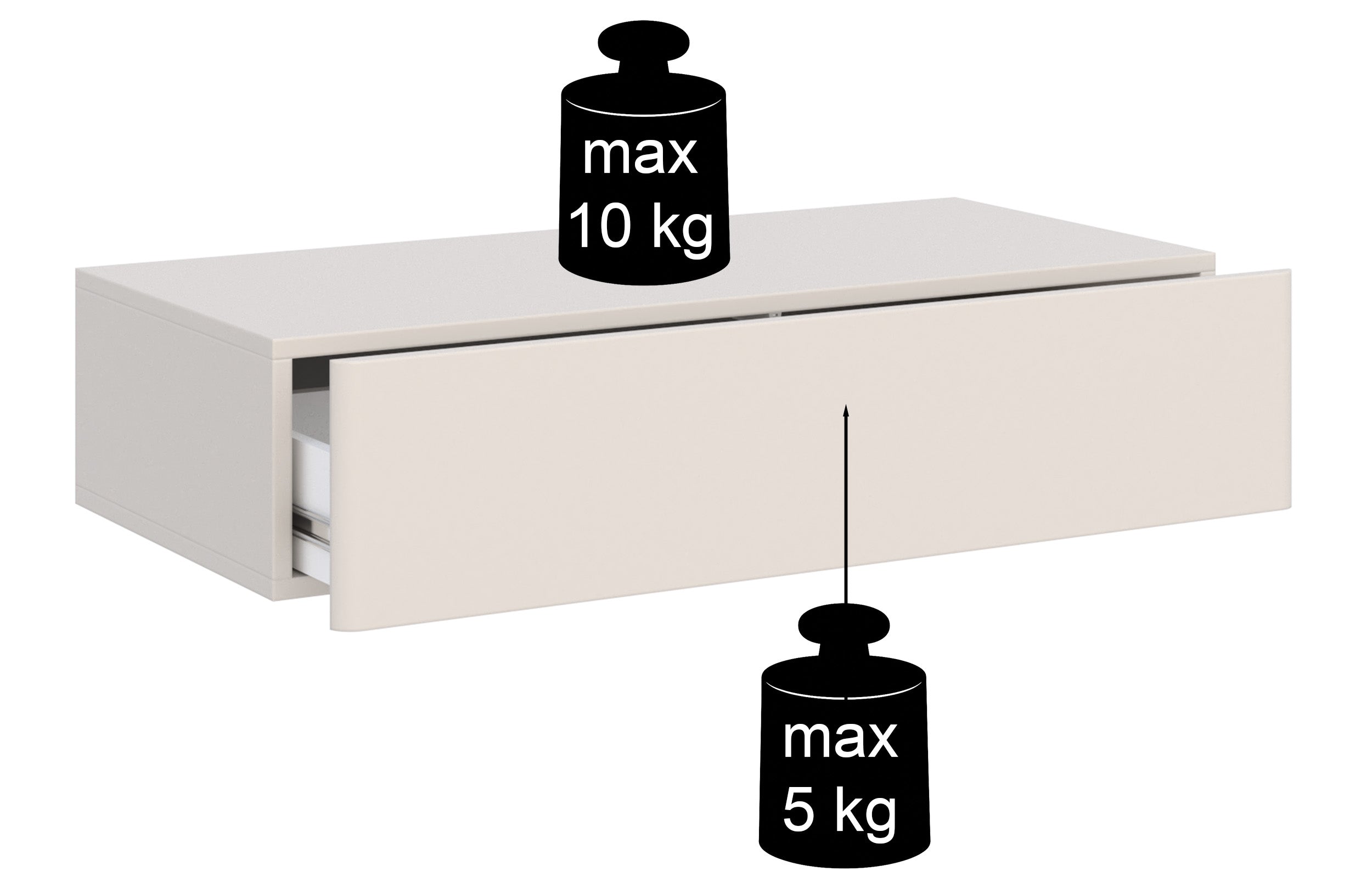 Hängende Olio-Konsole mit Schublade, 90 cm, schwarz