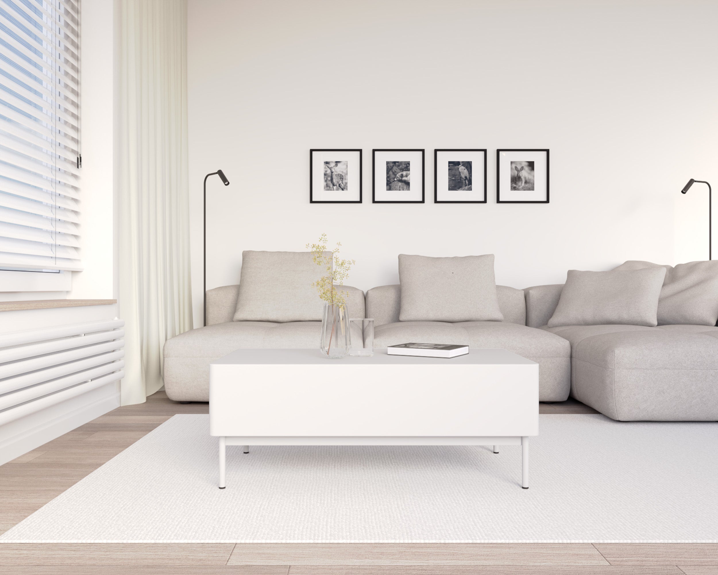 Kaffeetisch Olio mit zwei Klappen 100x53 cm weiß