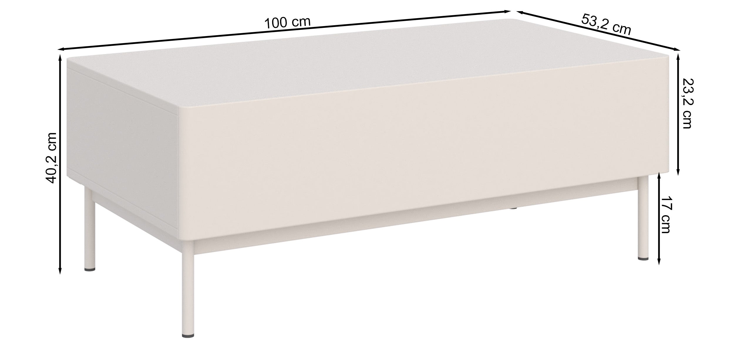 Kaffeetisch Olio mit zwei Klappen 100x53 cm Kaschmir