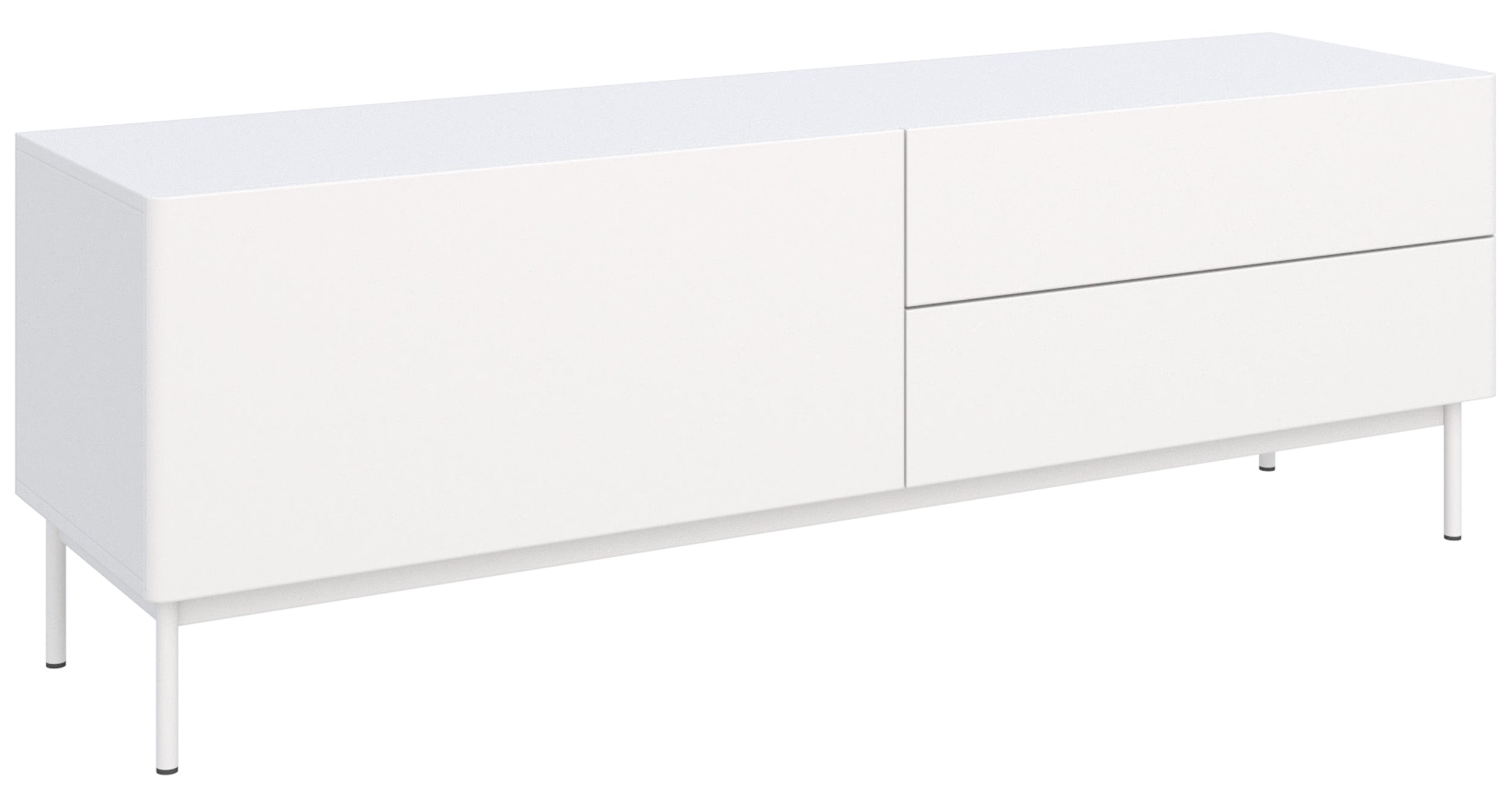 TV-Schrank Olio mit Klappe und zwei Schubladen, 160 cm, weiß