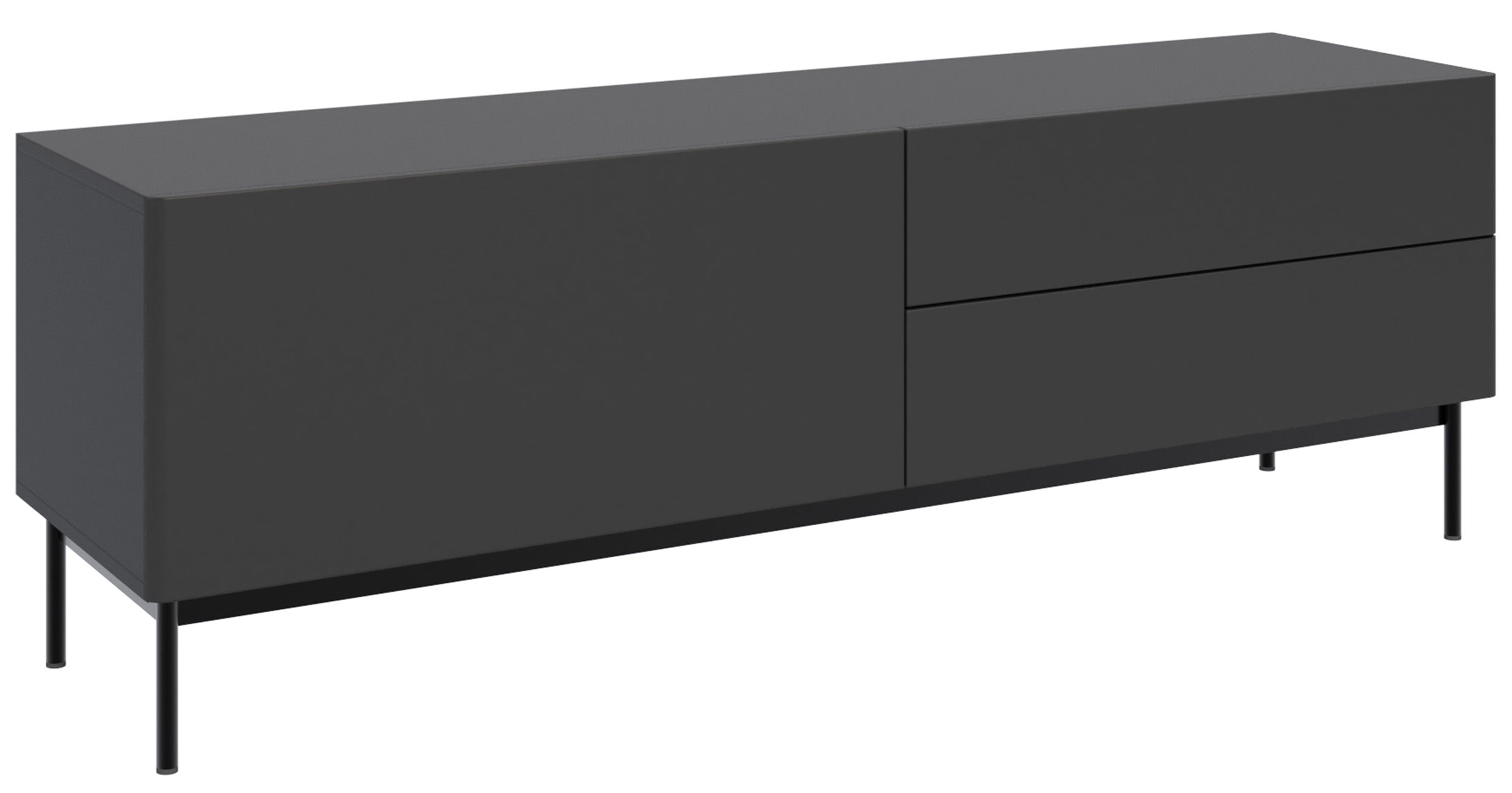 TV-Schrank Olio mit Klappe und zwei Schubladen, 160 cm, schwarz