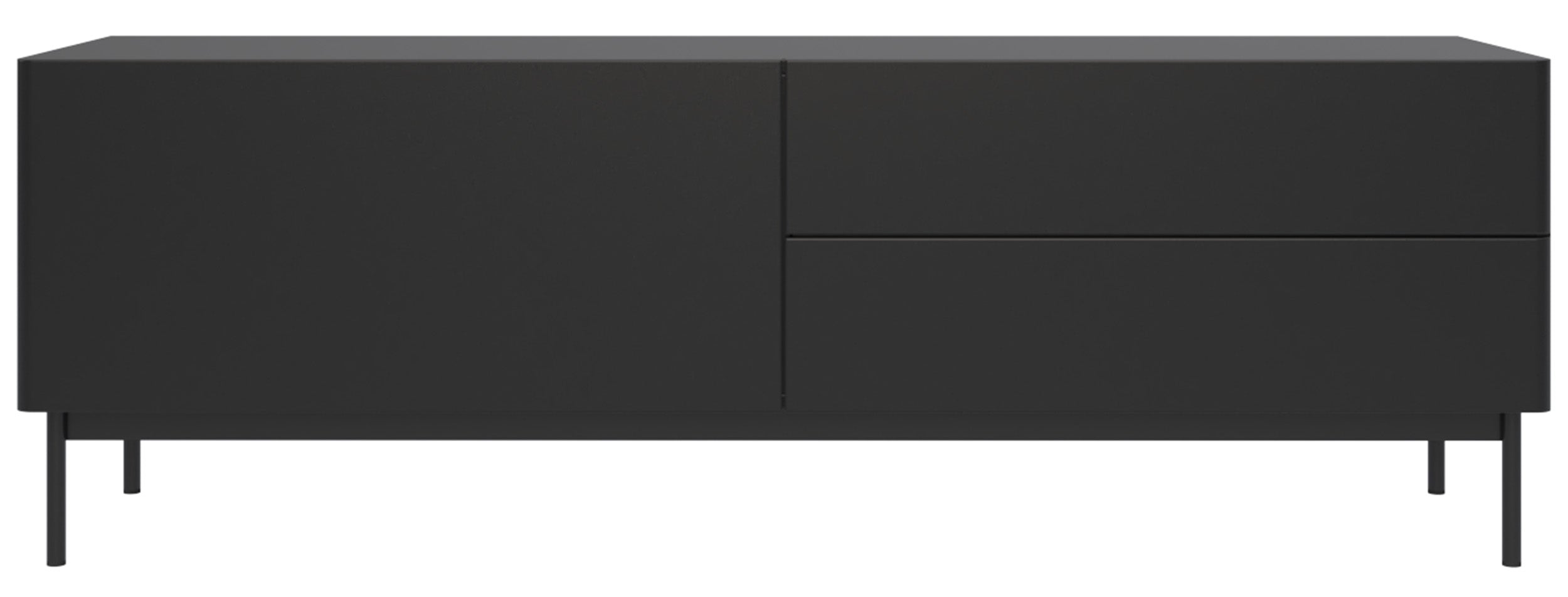 TV-Schrank Olio mit Klappe und zwei Schubladen, 160 cm, schwarz
