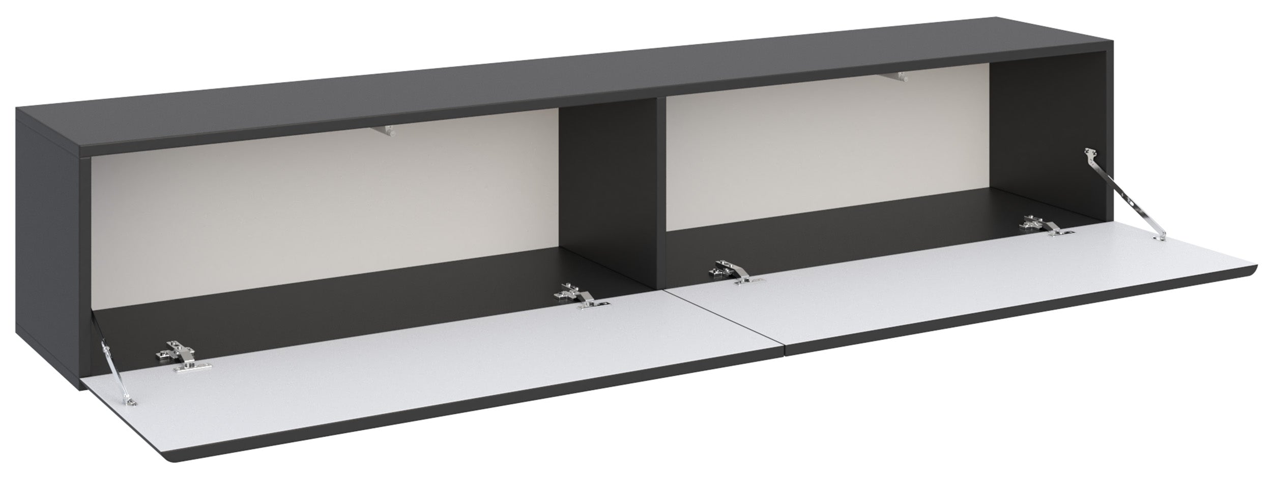 Hängender TV-Schrank Olio mit zwei Klappen, 175 cm, schwarz