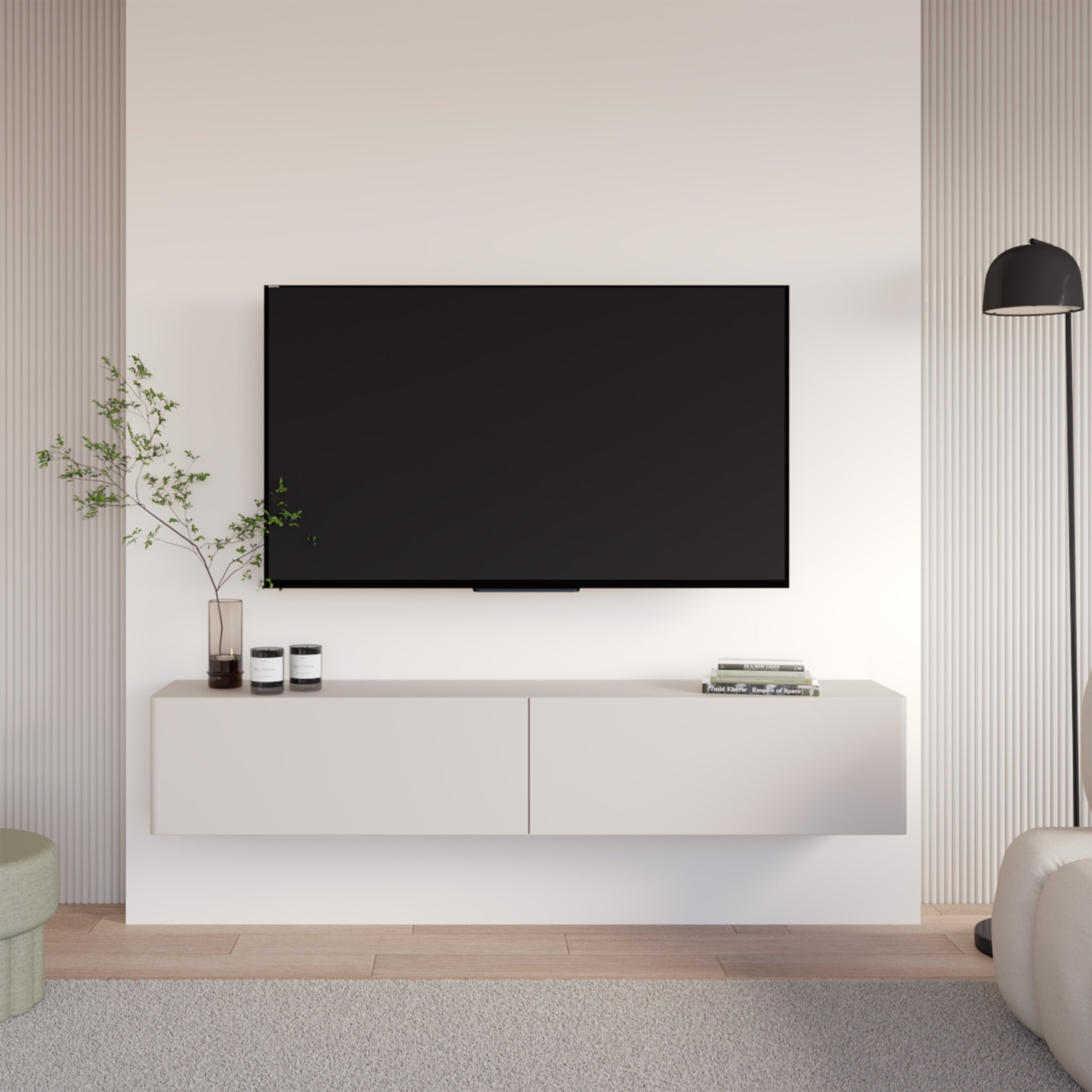 Hängender TV-Schrank Olio mit zwei Klappen, 175 cm, Kaschmir