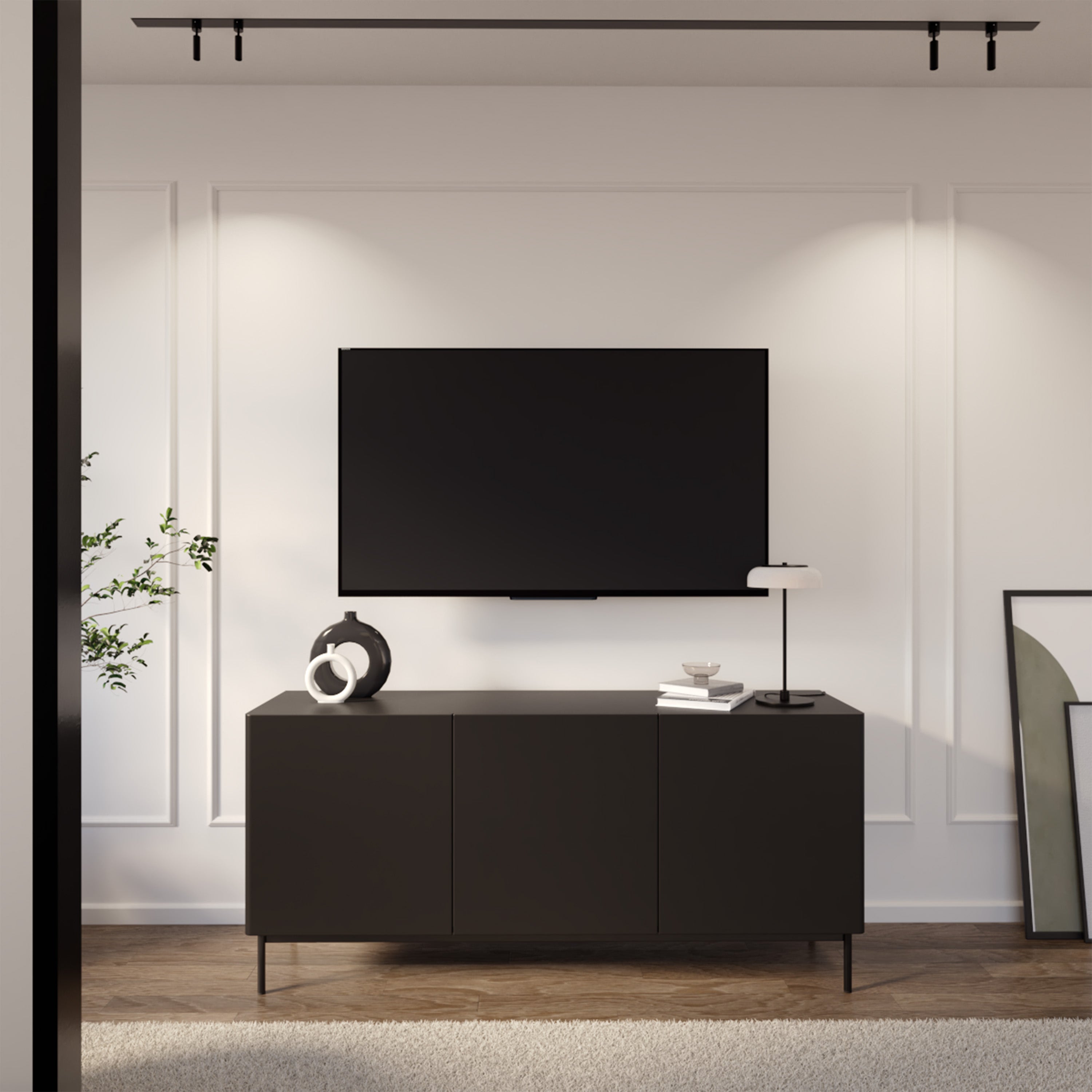 Hohes dreitüriges Olio TV-Sideboard 160 cm Kaschmir