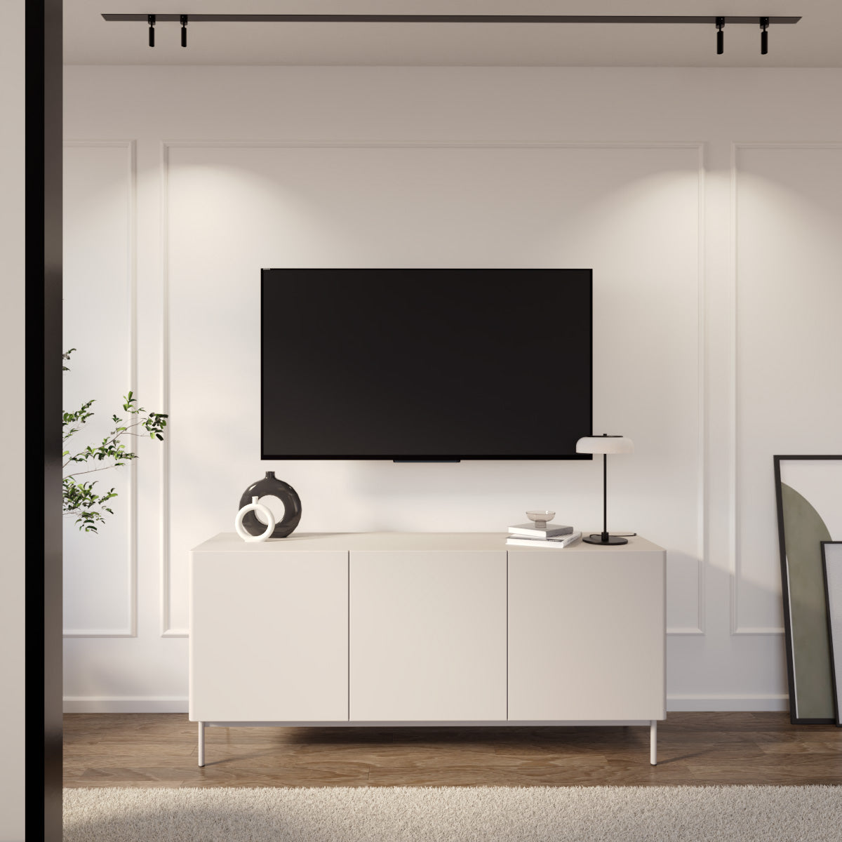 Hohes dreitüriges Olio TV-Sideboard 160 cm Kaschmir