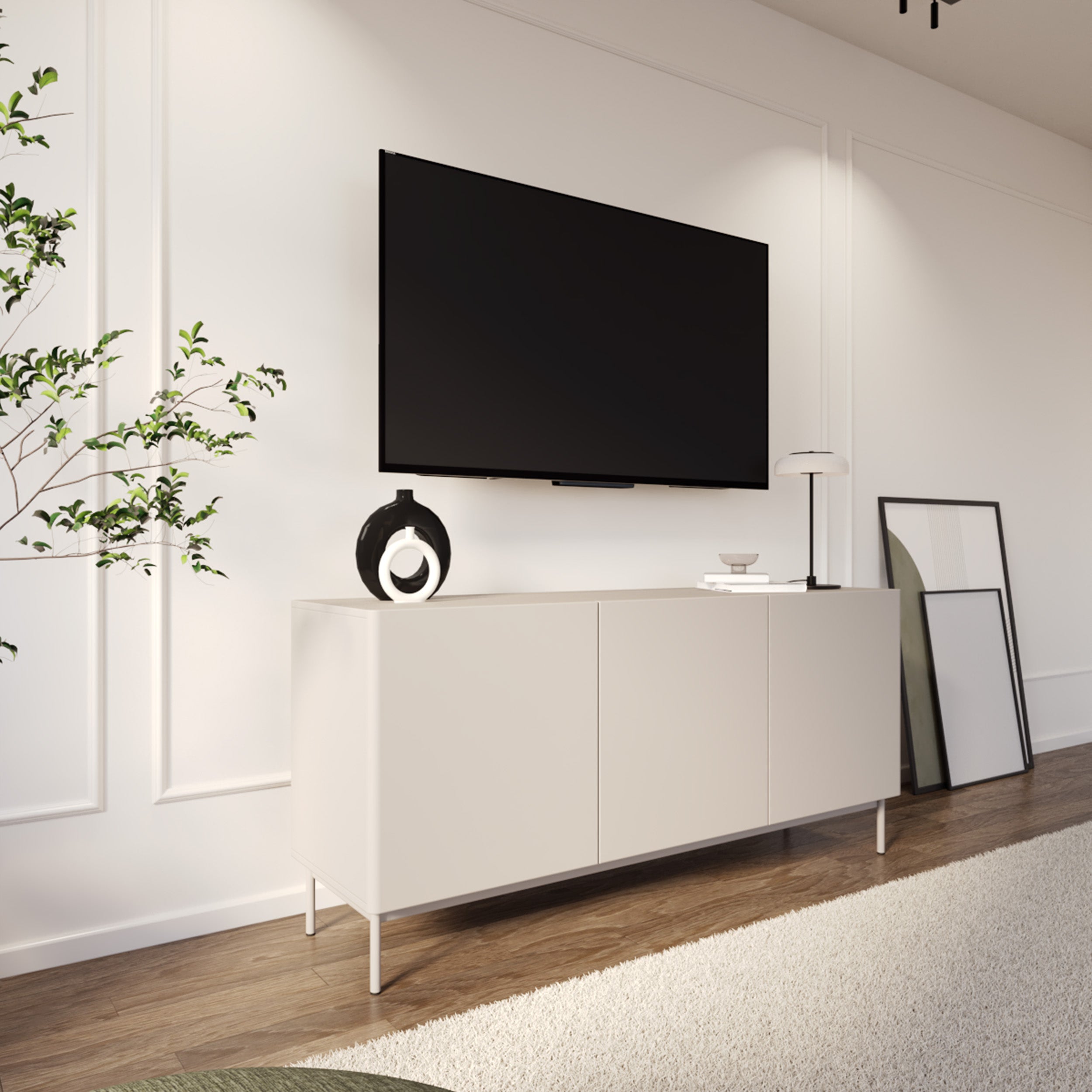Hohes dreitüriges Olio TV-Sideboard 160 cm Kaschmir