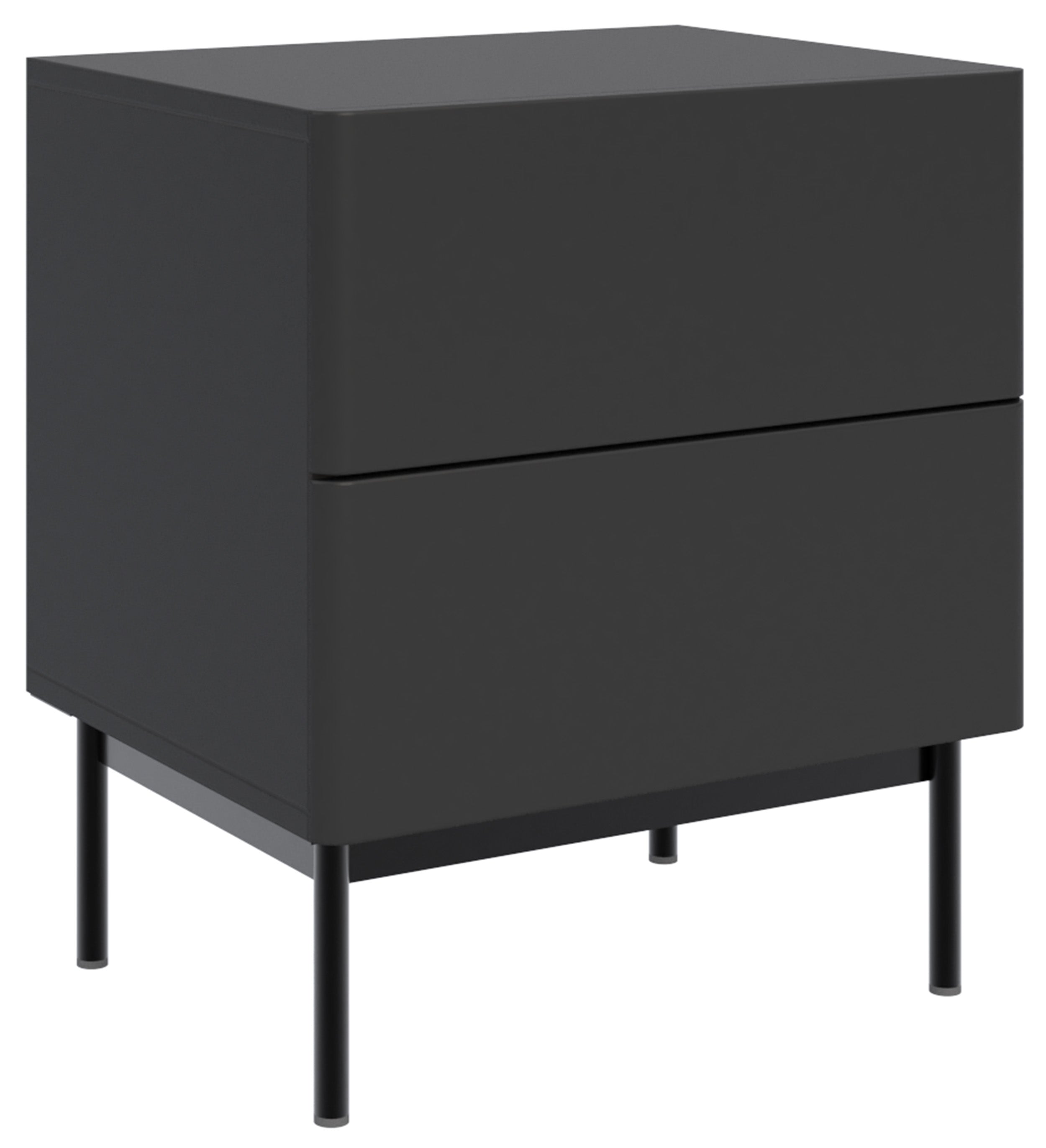 Nachttisch Olio mit zwei Schubladen 50 cm schwarz