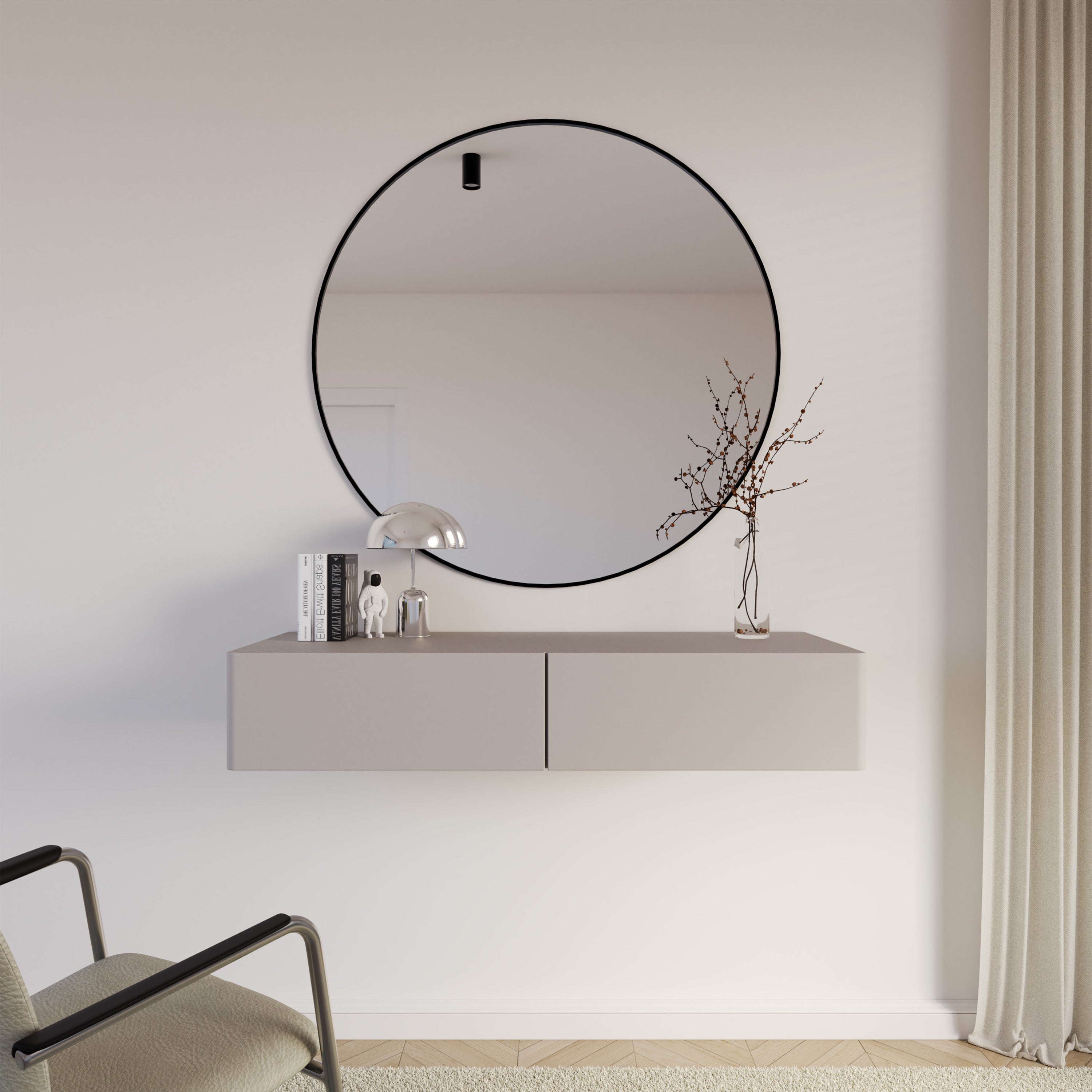 Hängender Schminktisch Olio mit zwei Schubladen, 110 cm, Kaschmir