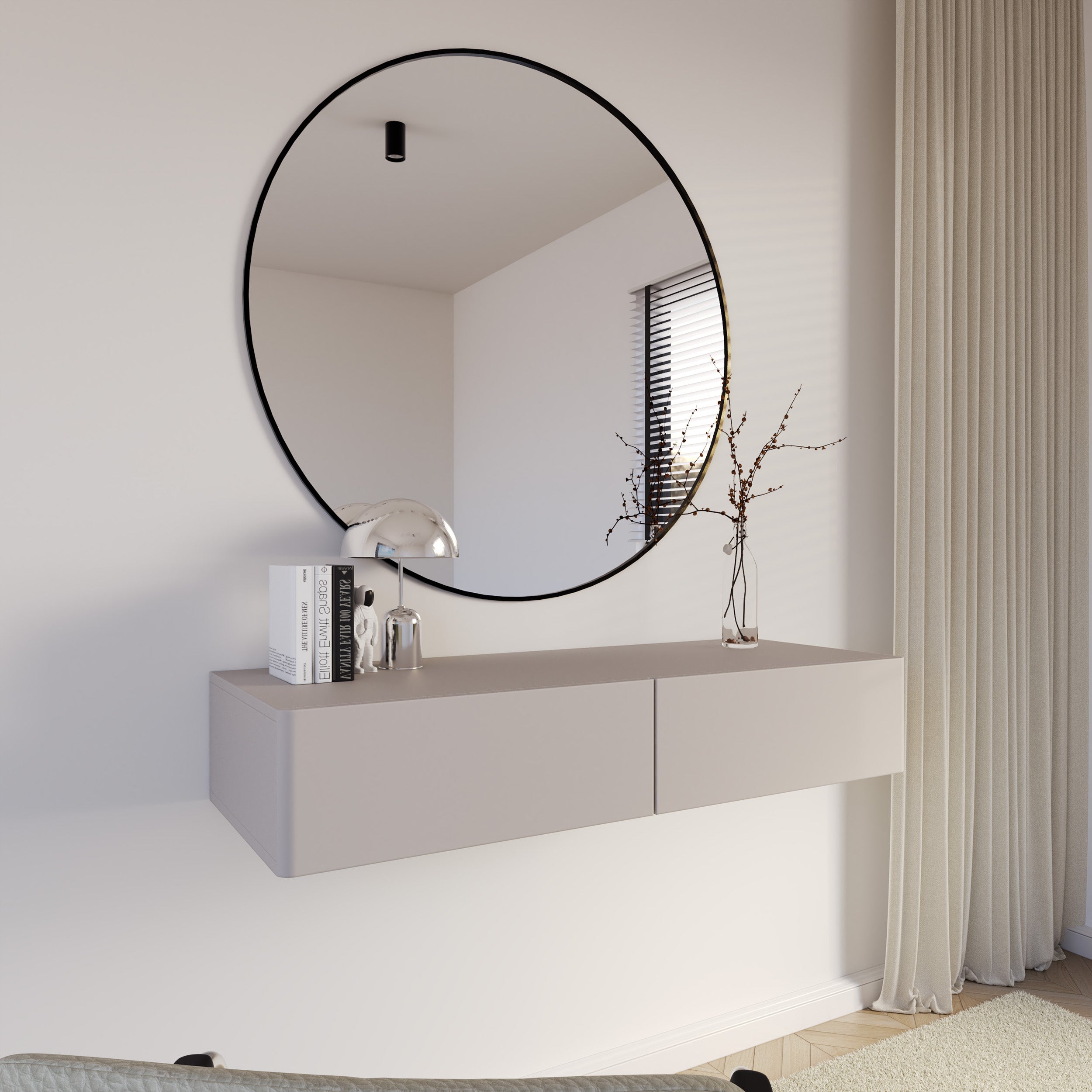Hängender Schminktisch Olio mit zwei Schubladen, 110 cm, Kaschmir
