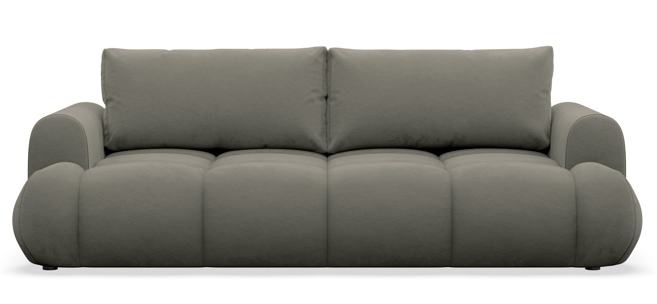 Dreisitziges ausklappbares Sofa Ombo Doce mit Stauraum, dunkelbeige, wasserabweisender Samt