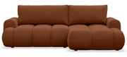 Ecksofa mit Schlaffunktion Ombo Mini, L-förmig, rechtsseitig, mit Stauraum, kupferfarbener, wasserabweisender Samtstoff