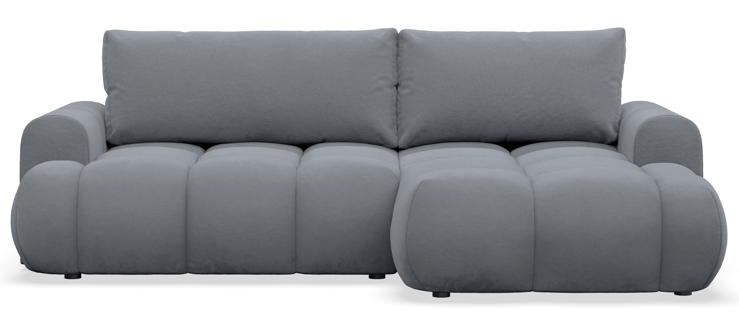 Ecksofa mit Schlaffunktion Ombo Mini, L-förmig, rechtsseitig, mit Stauraum, grauer wasserabweisender Samt