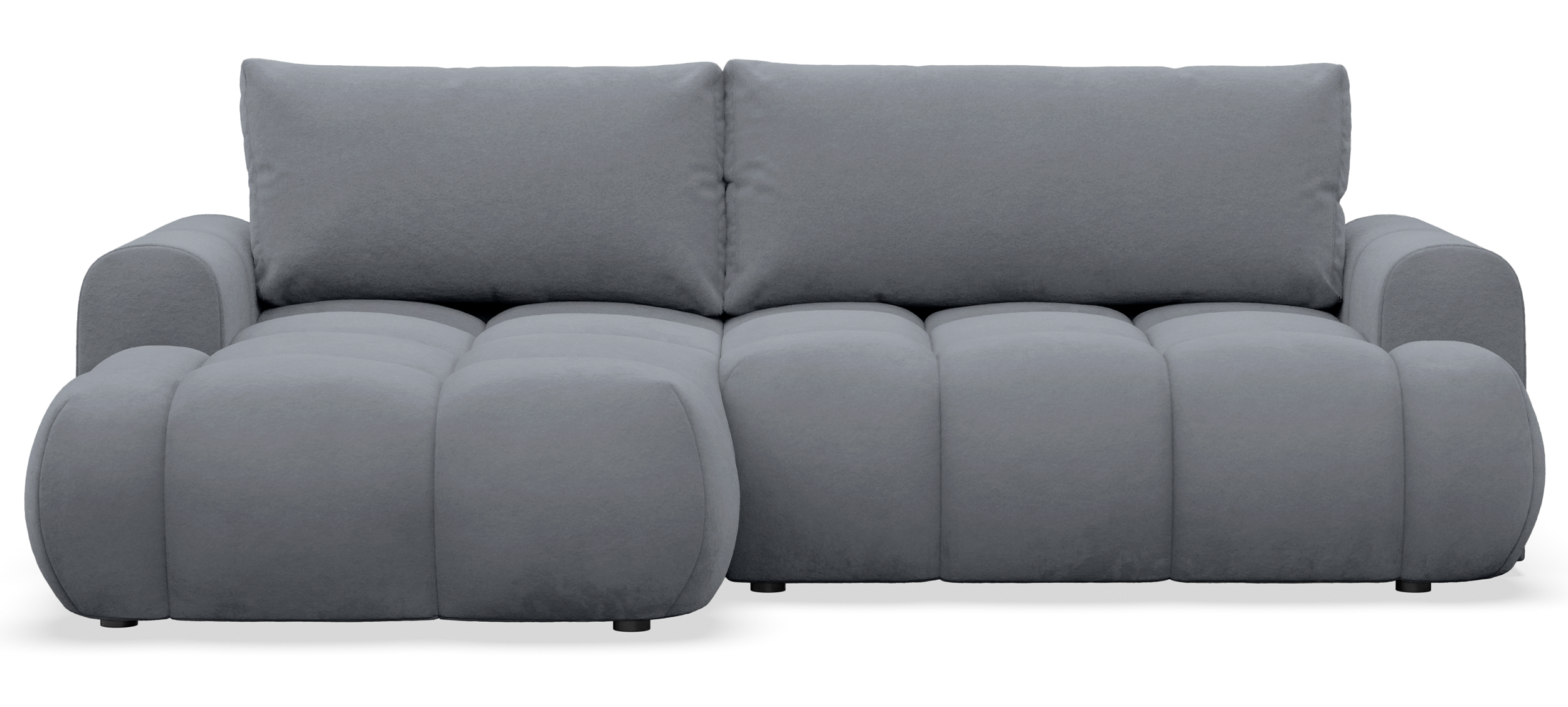 Ecksofa mit Schlafunktion Ombo Mini, L-förmig, linksseitig, mit Stauraum, grauer hydrophober Samt
