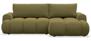 Ecksofa mit Schlaffunktion Ombo Mini, L-förmig, rechtsseitig, mit Stauraum, olivgrüner, hydrophober Samt