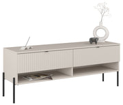 TV-Schrank Ore mit zwei Schubladen, 140 cm, Kaschmirfarben mit geriffelter Front