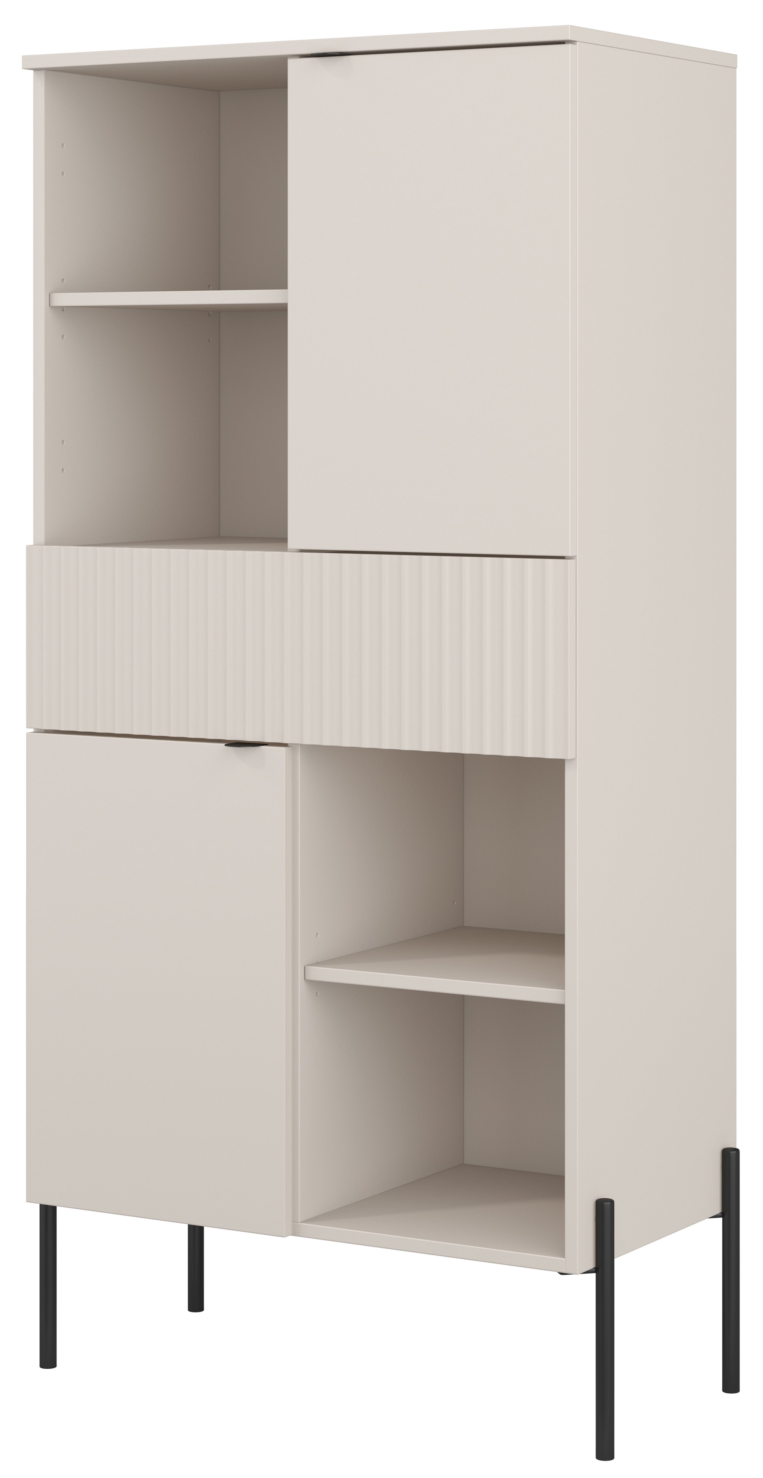 Zweituriges Regal Ore mit 70 cm Kaschmir-Schublade und geriffelter Front