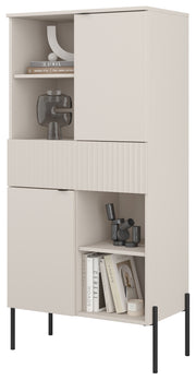 Zweituriges Regal Ore mit 70 cm Kaschmir-Schublade und geriffelter Front
