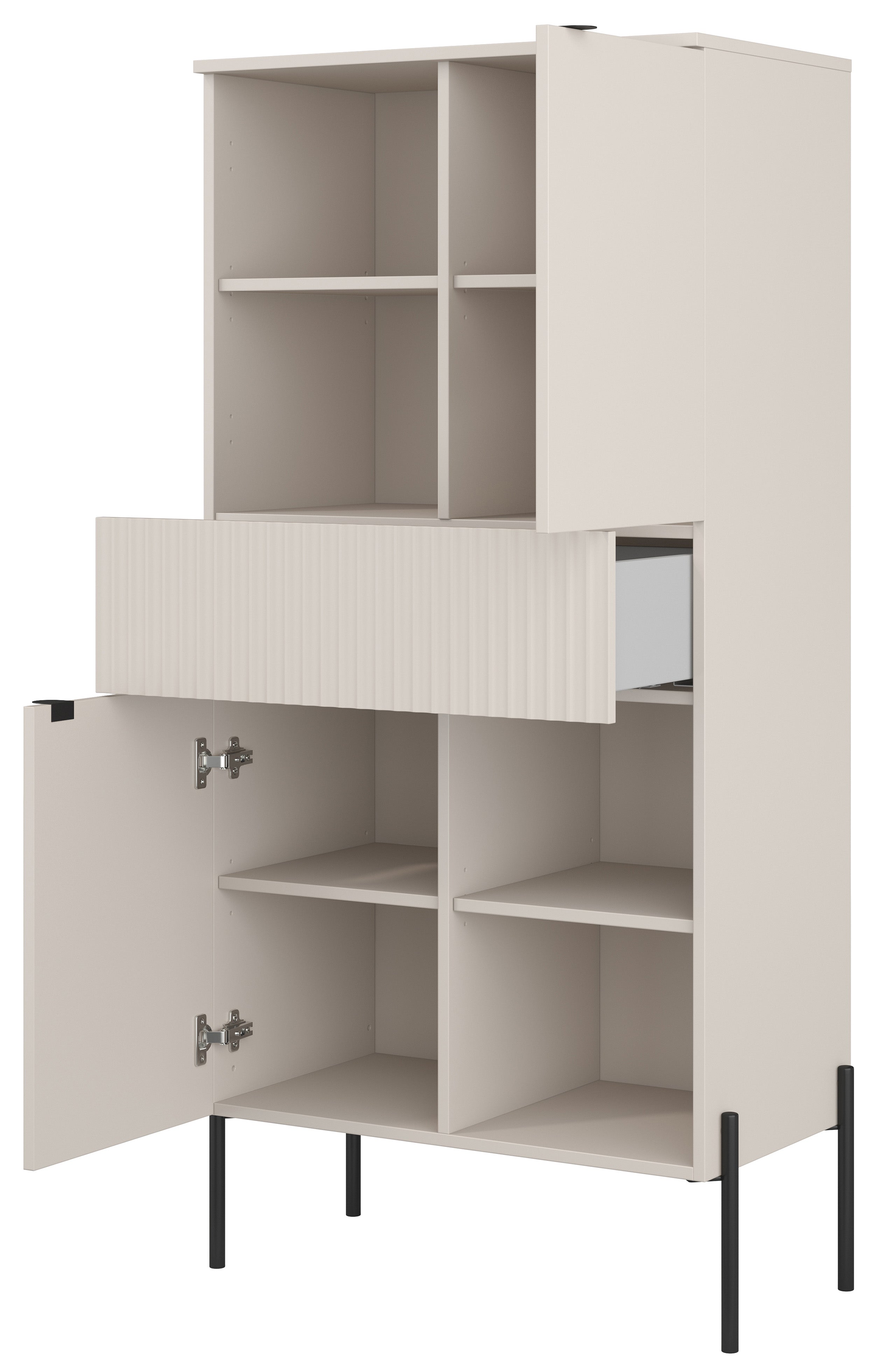 Zweituriges Regal Ore mit 70 cm Kaschmir-Schublade und geriffelter Front