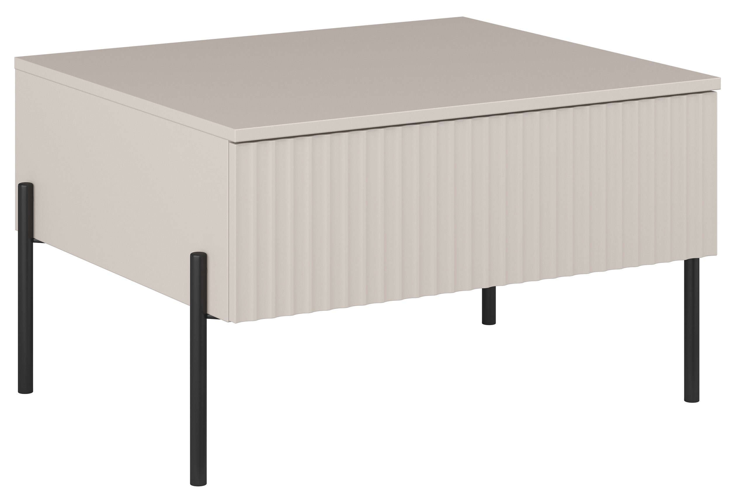 Couchtisch Ore mit Schublade 70x60 cm Kaschmir mit gerillter Front