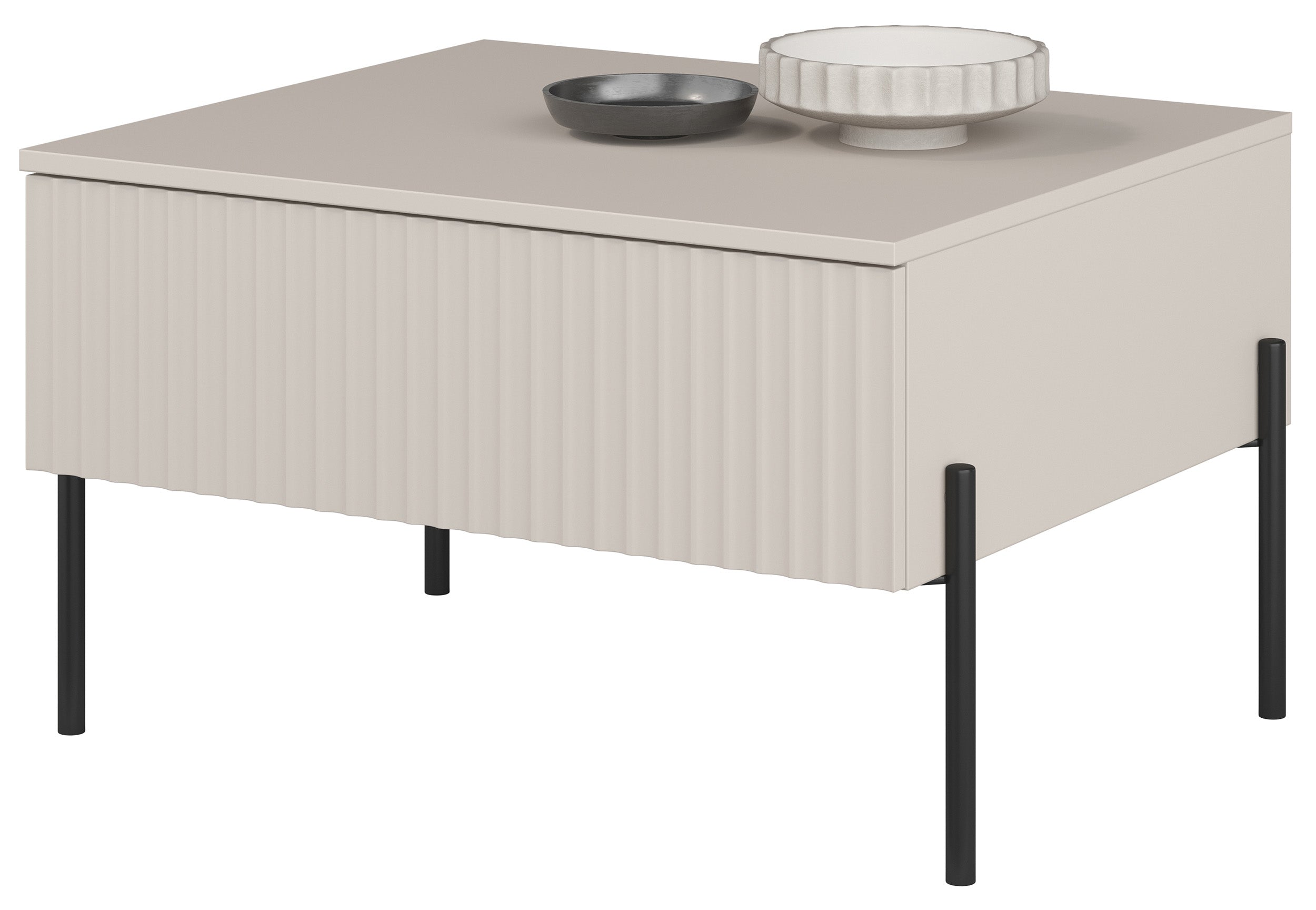 Couchtisch Ore mit Schublade 70x60 cm Kaschmir mit gerillter Front