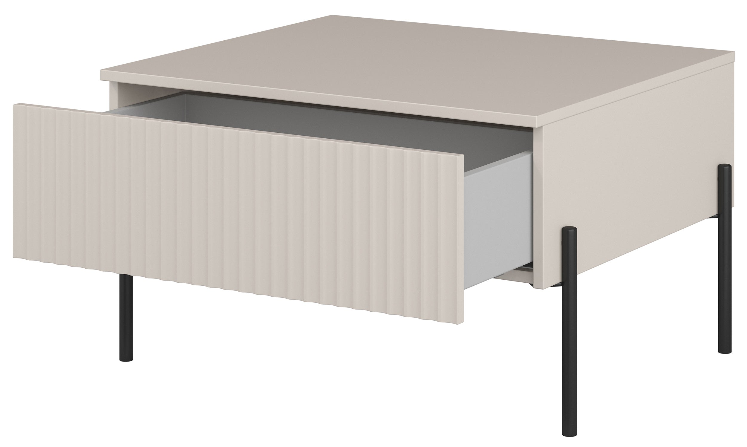 Couchtisch Ore mit Schublade 70x60 cm Kaschmir mit gerillter Front