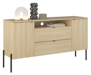 Zweiturige Kommode Ore mit zwei Schubladen, 140 cm, Lindberg-Eiche