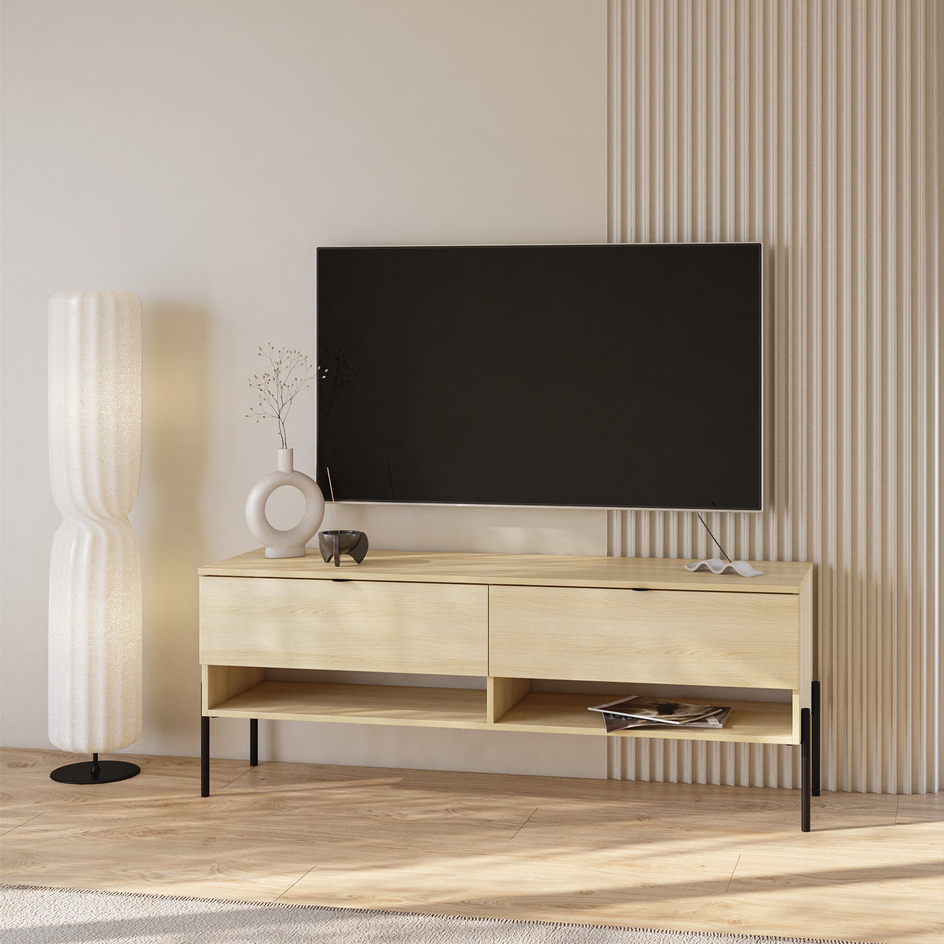 TV-Schrank Ore mit zwei Schubladen, 140 cm, Lindberg-Eiche