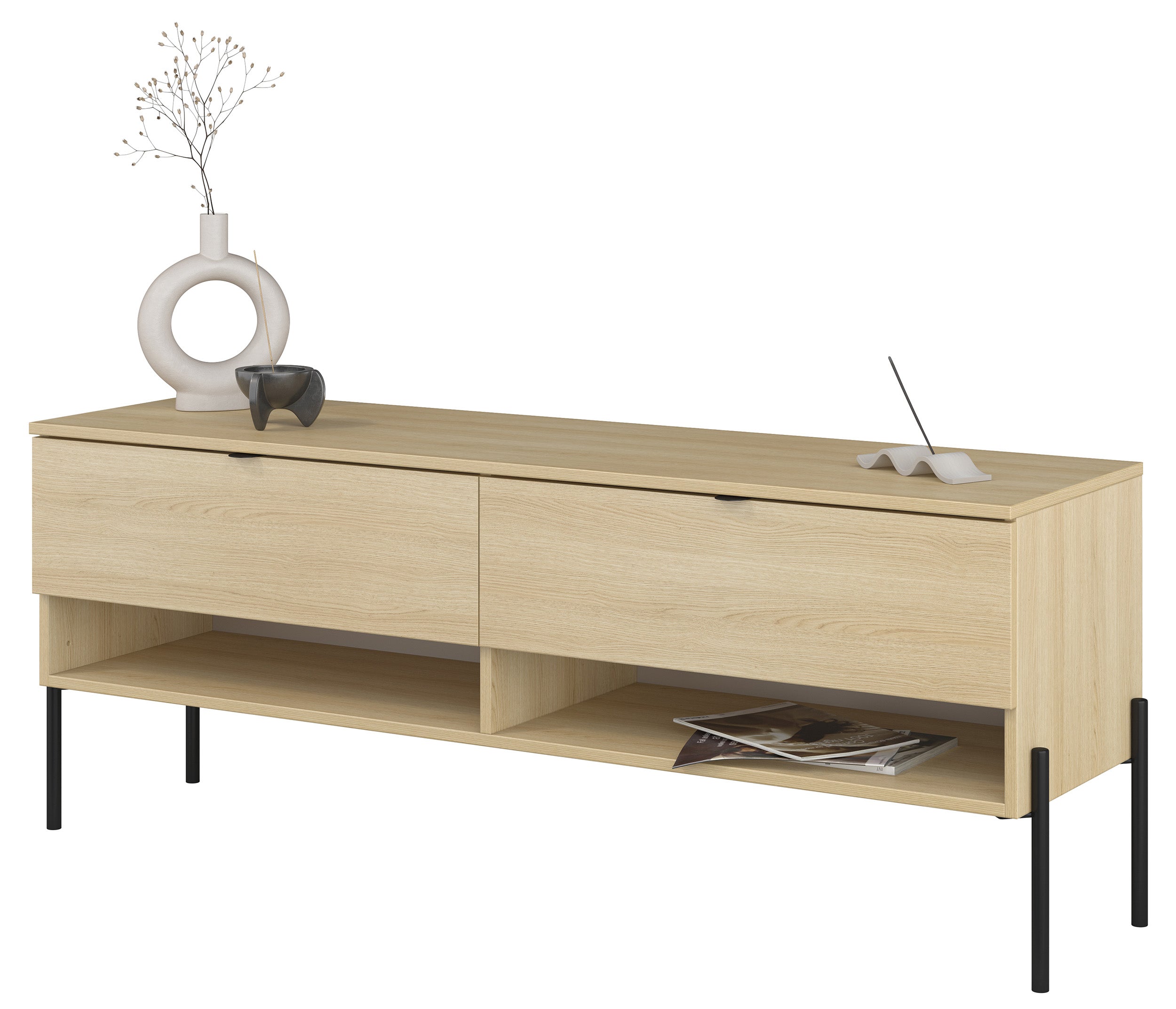TV-Schrank Ore mit zwei Schubladen, 140 cm, Lindberg-Eiche