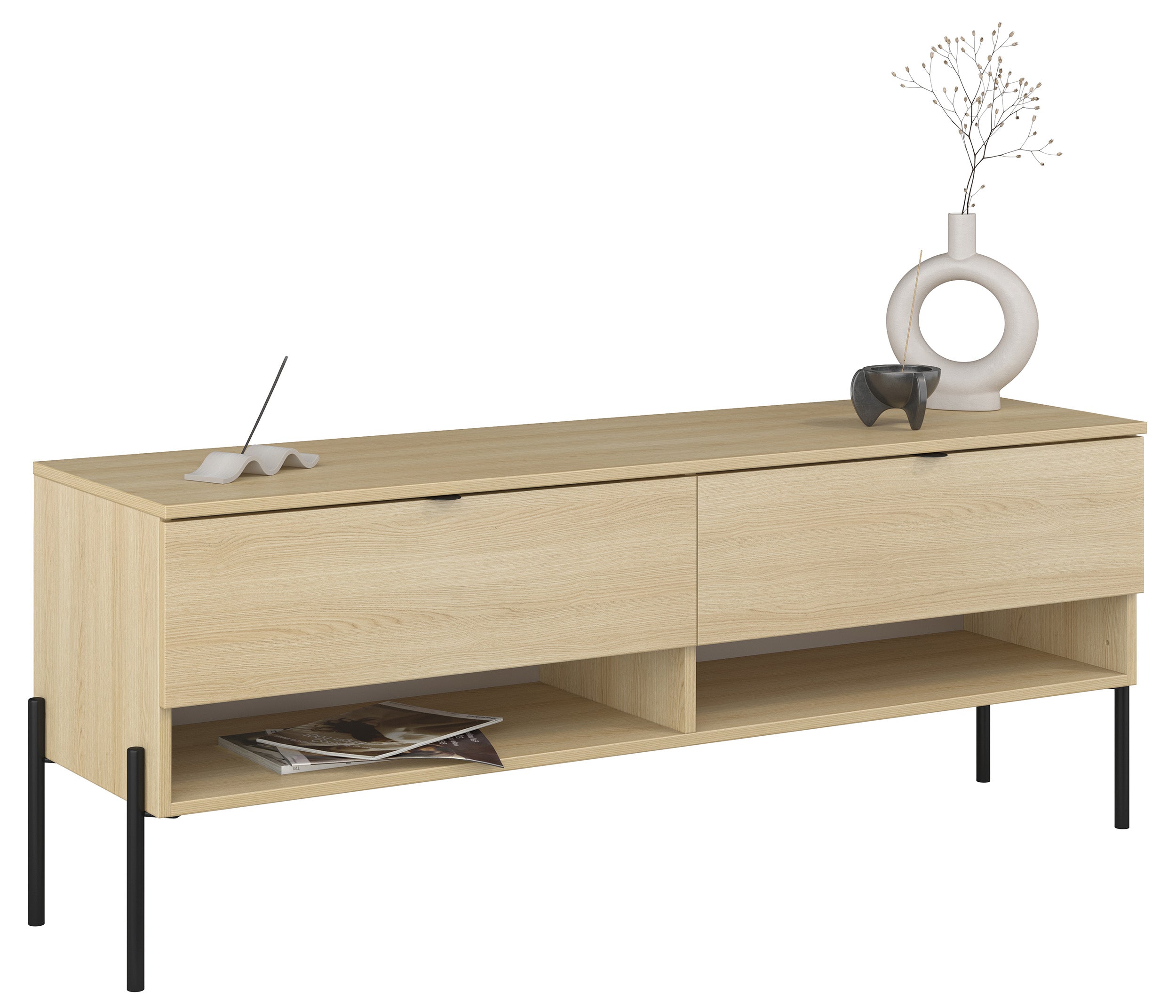 TV-Schrank Ore mit zwei Schubladen, 140 cm, Lindberg-Eiche
