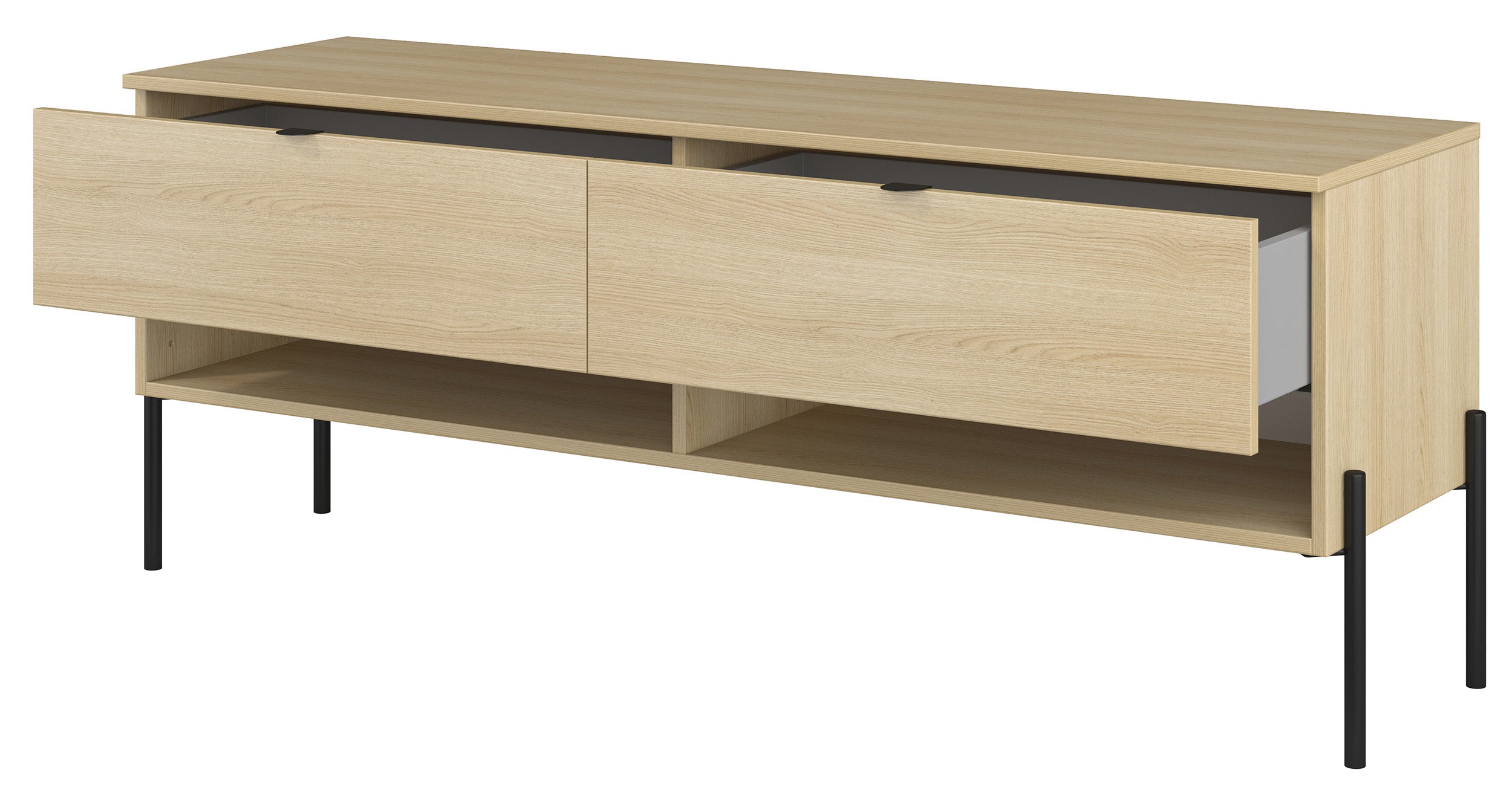 TV-Schrank Ore mit zwei Schubladen, 140 cm, Lindberg-Eiche