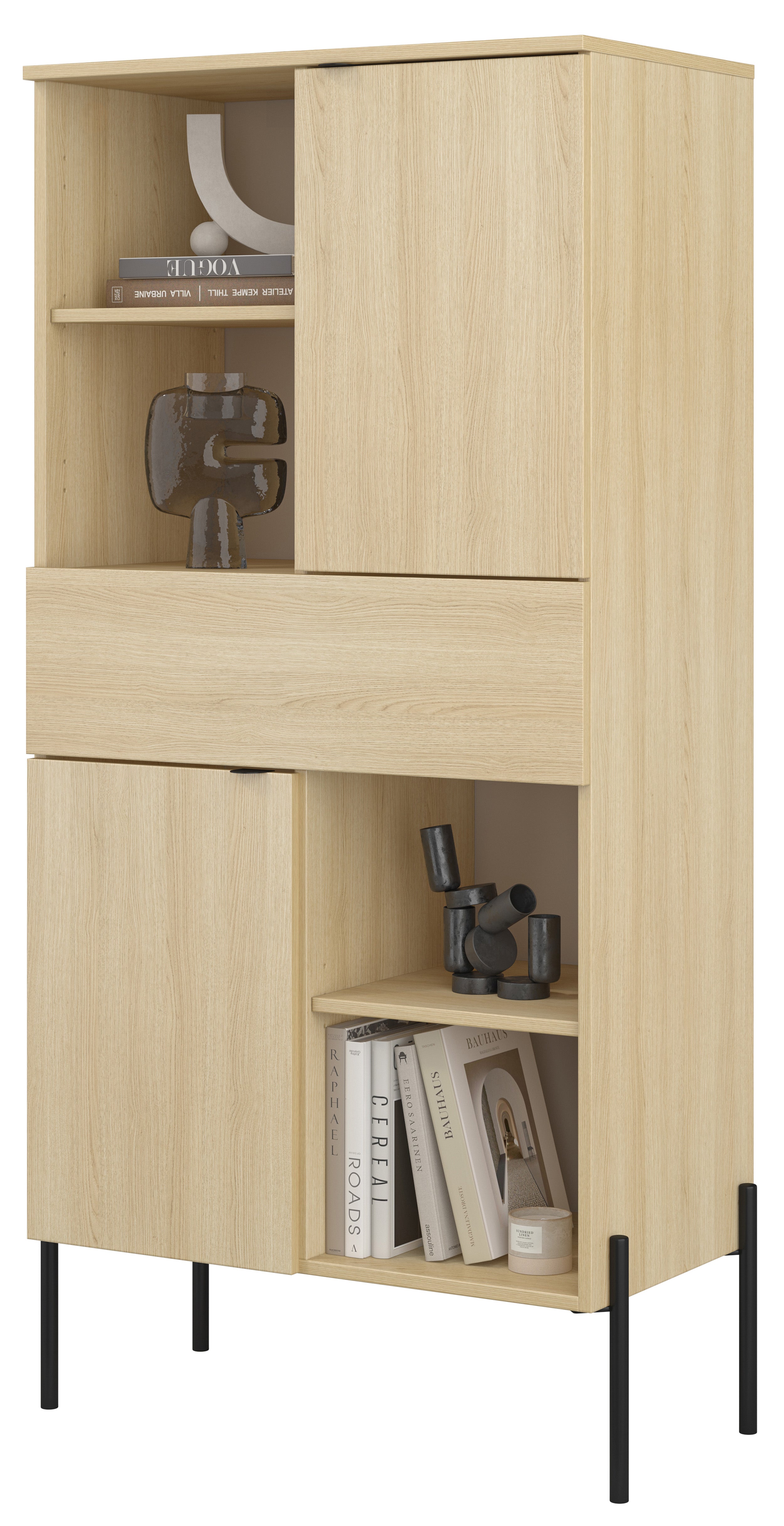 Zweituriges Regal Ore mit Schublade 70 cm Lindberg-Eiche