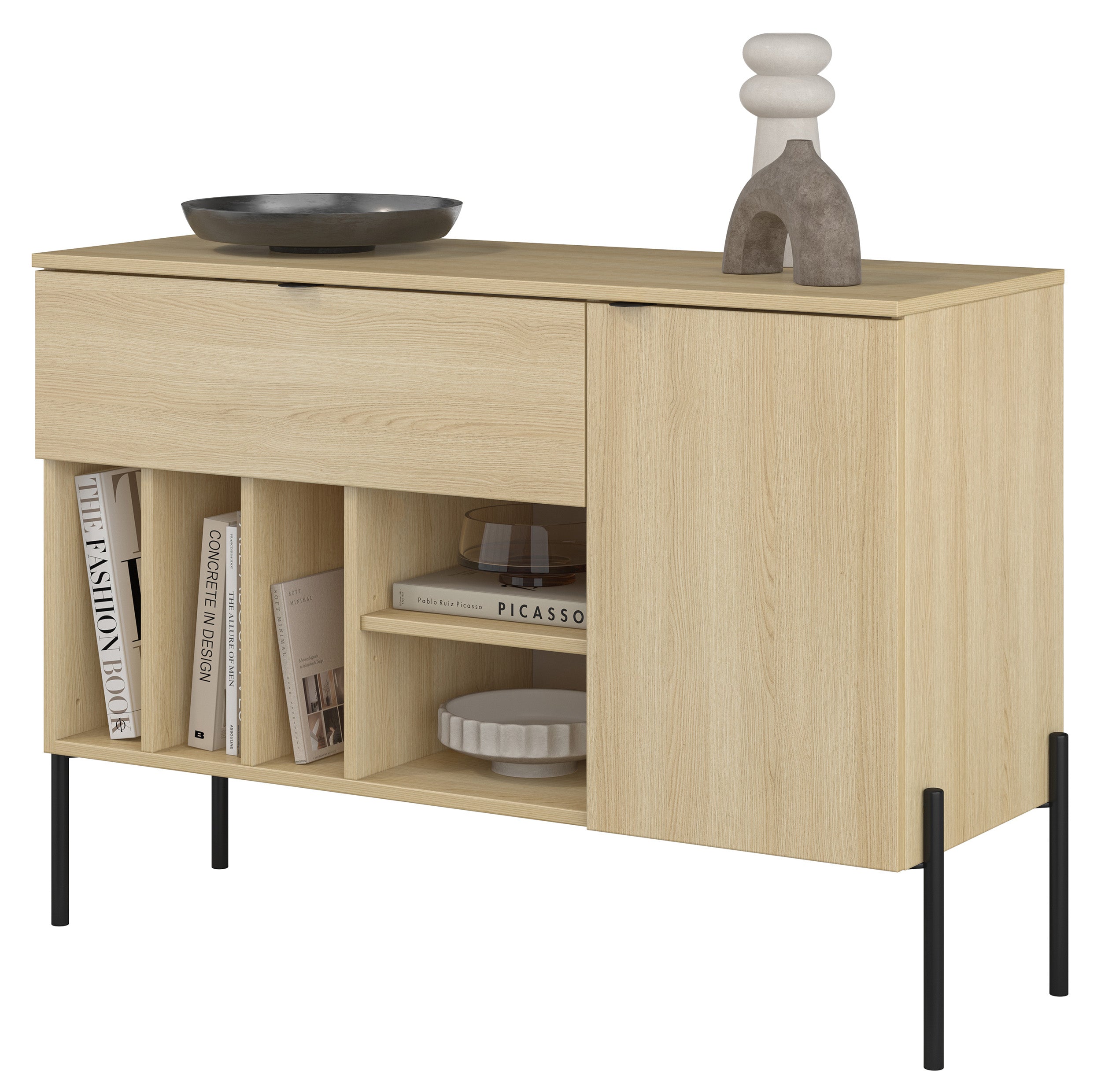 Einzeltür-Kommode Ore mit Schublade, 105 cm, Lindberg-Eiche