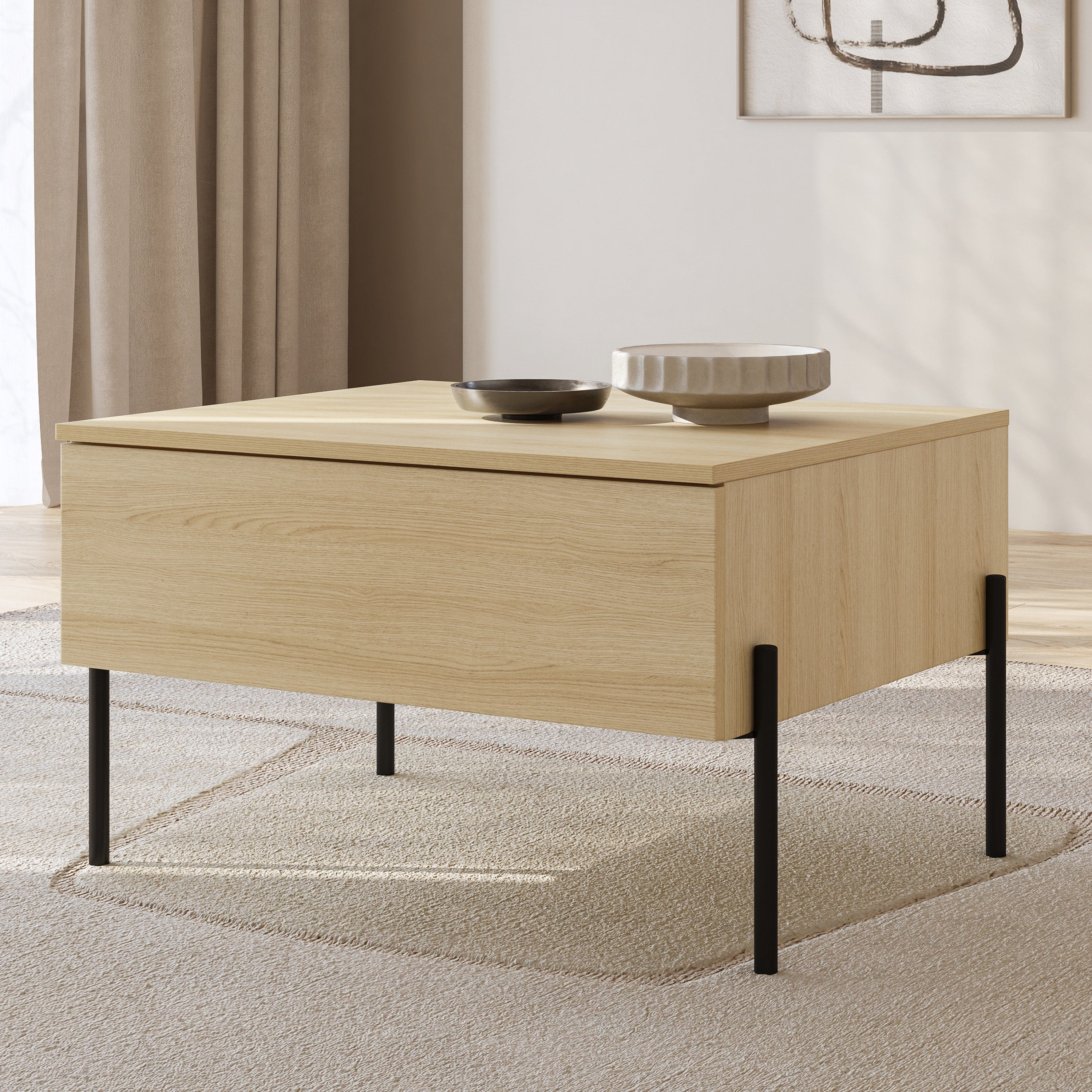 Ore Couchtisch mit Schublade 70x60 cm Lindberg-Eiche