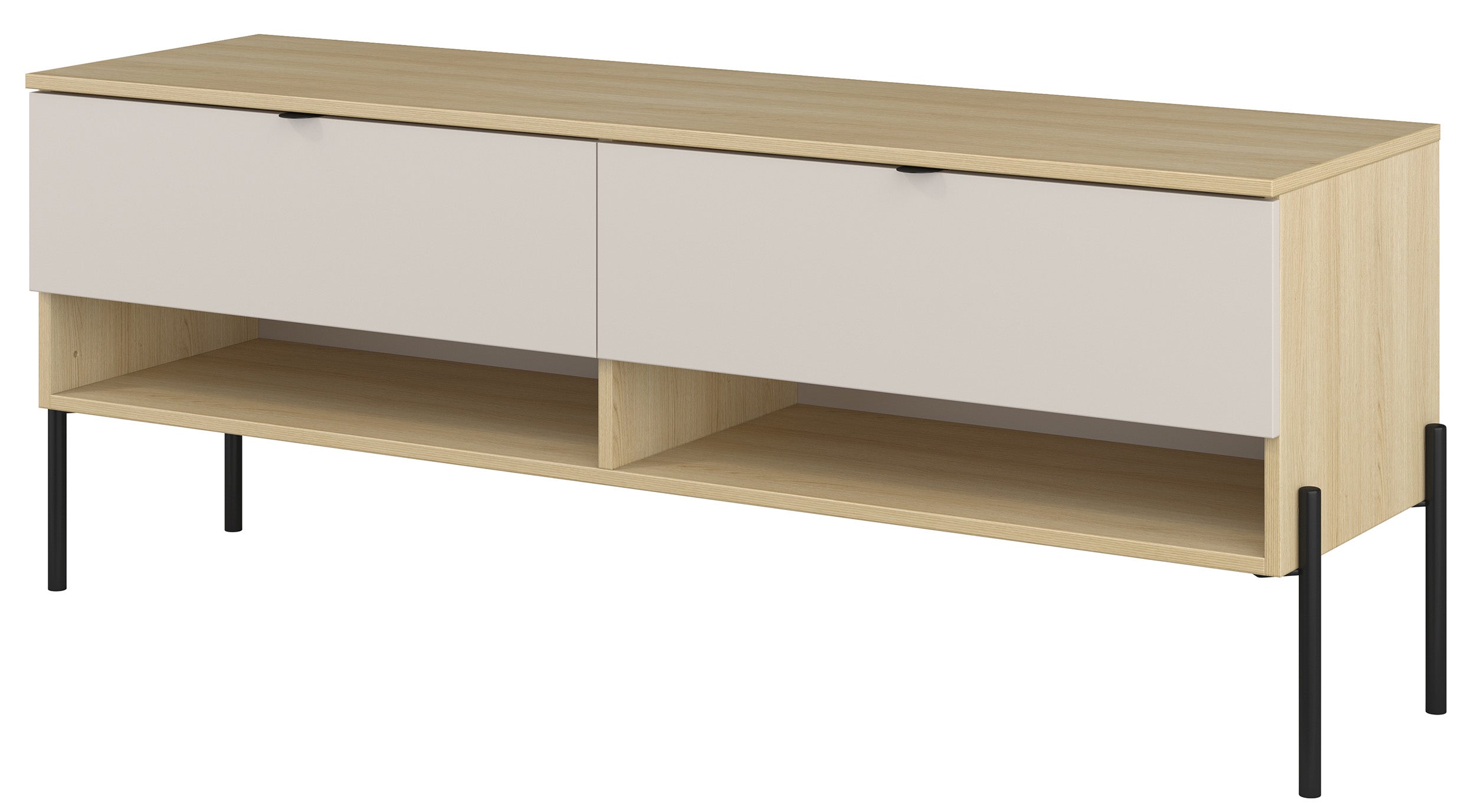 TV-Schrank Ore mit zwei Schubladen, 140 cm, Lindberg-Eiche/Kaschmir