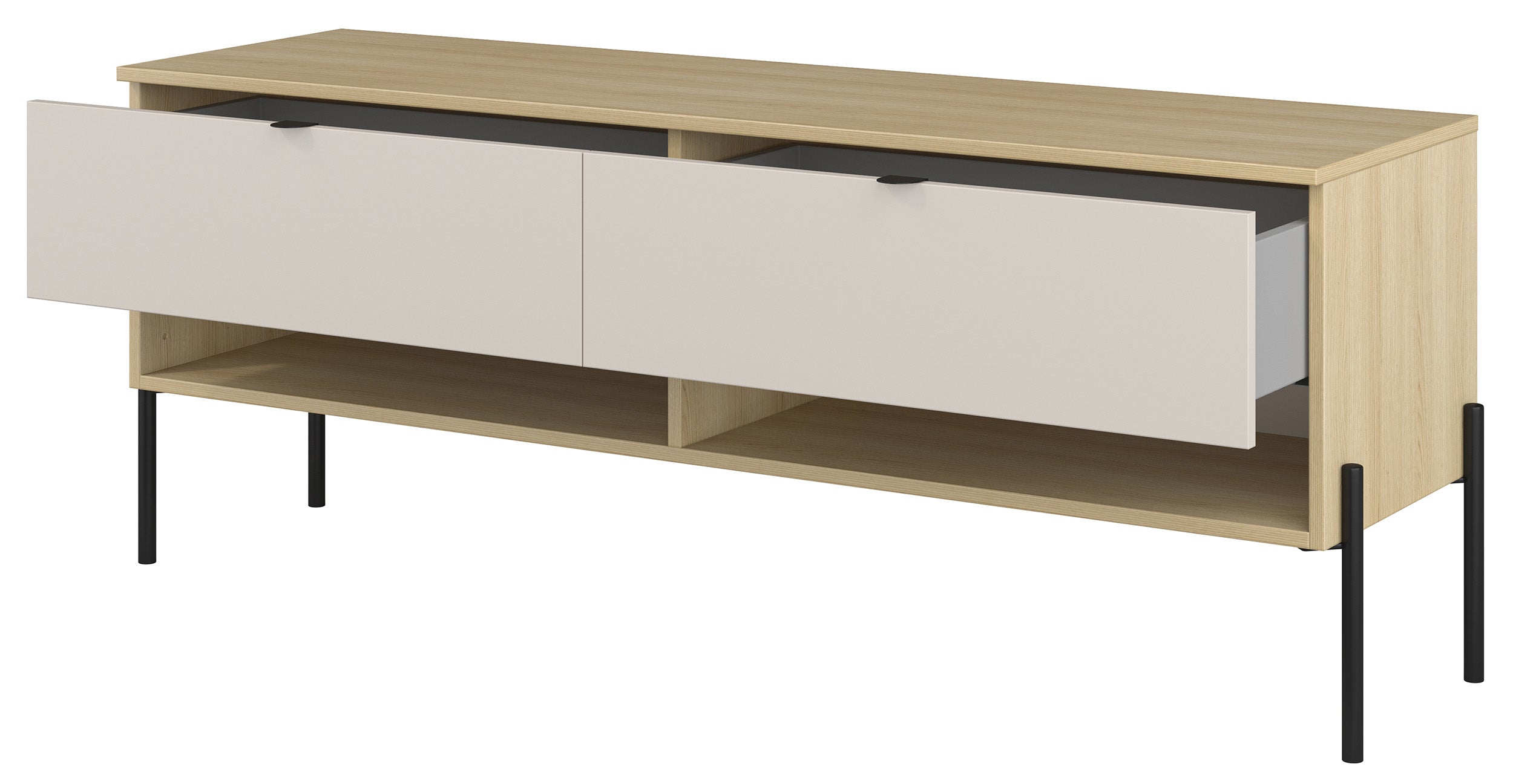 TV-Schrank Ore mit zwei Schubladen, 140 cm, Lindberg-Eiche/Kaschmir