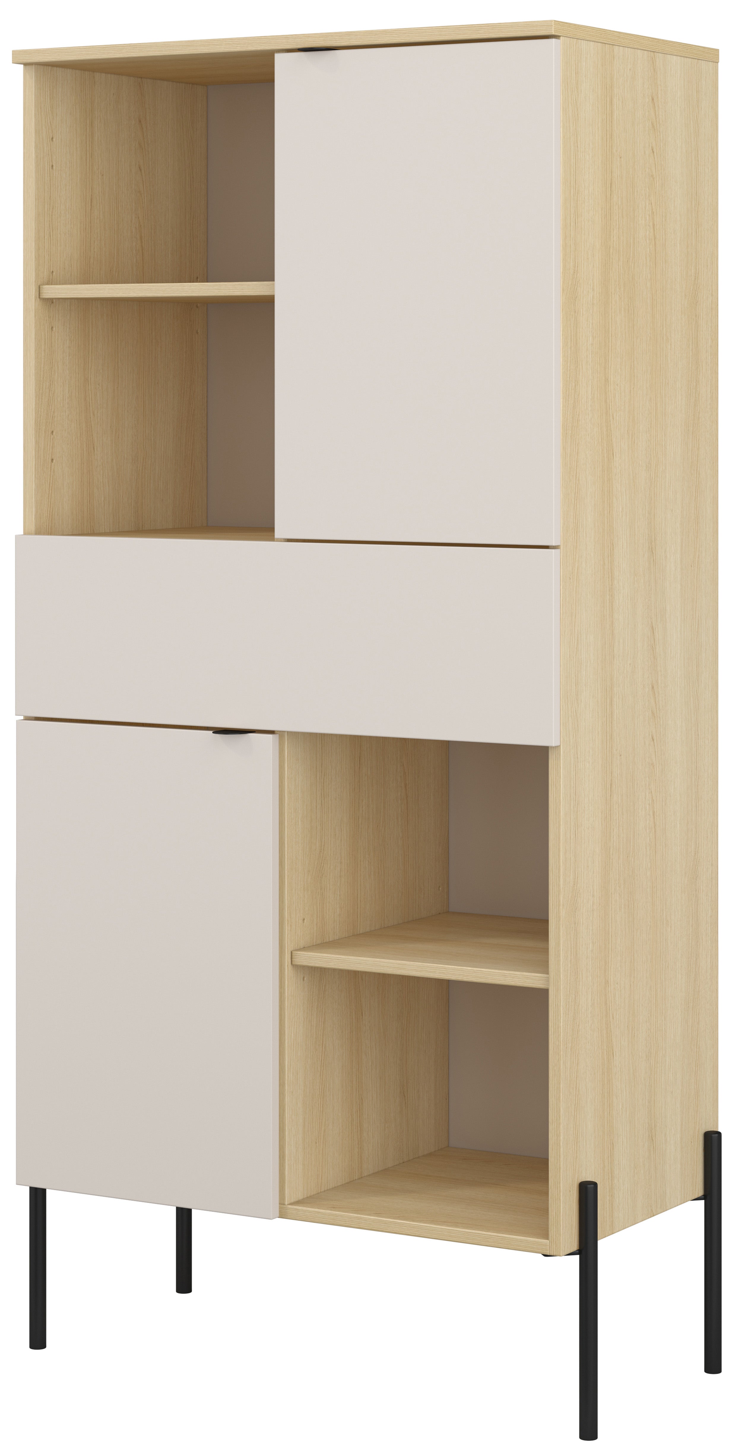 Zweituriges Regal Ore mit Schublade 70 cm Lindberg-Eiche/Kaschmir