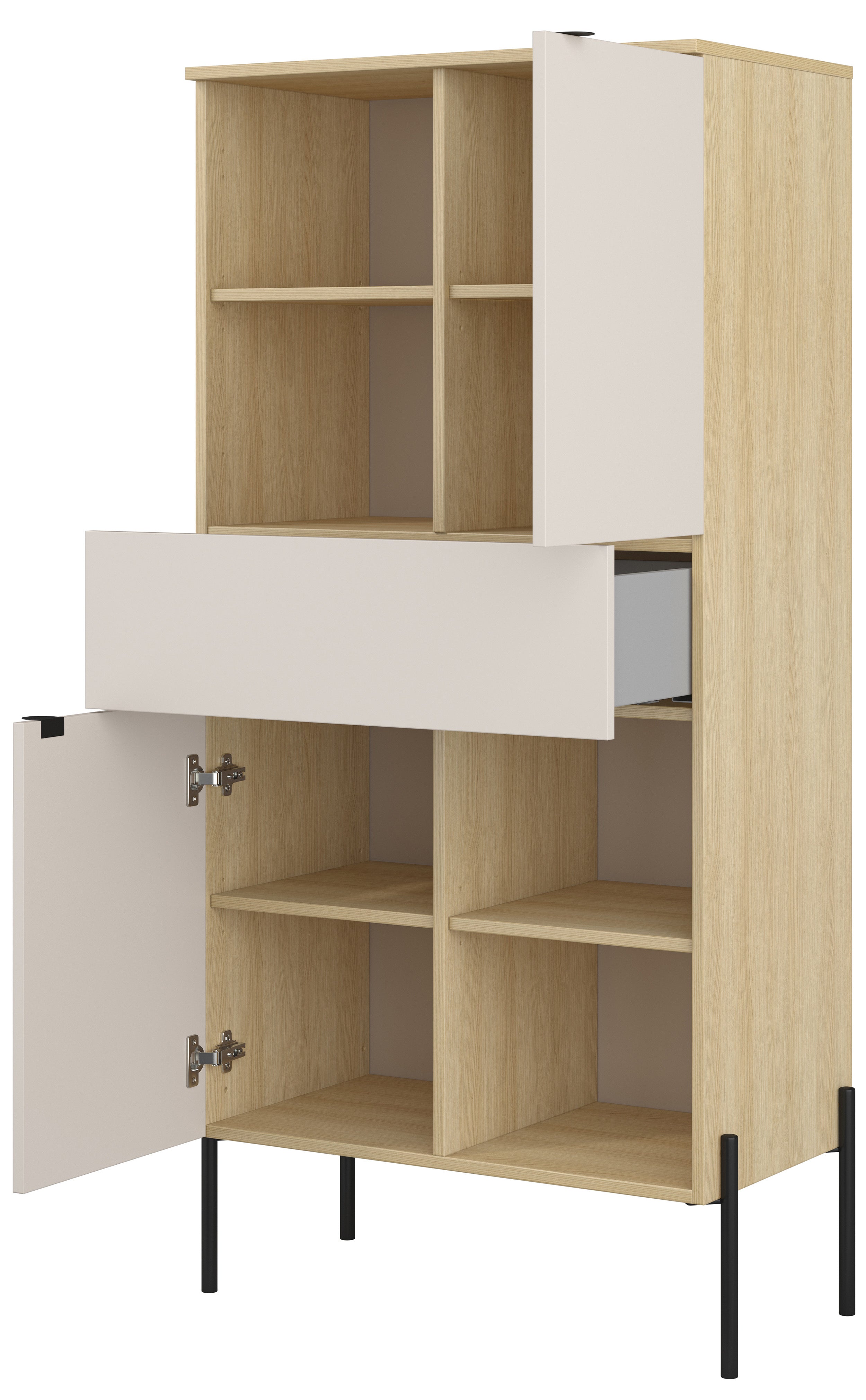 Zweituriges Regal Ore mit Schublade 70 cm Lindberg-Eiche/Kaschmir