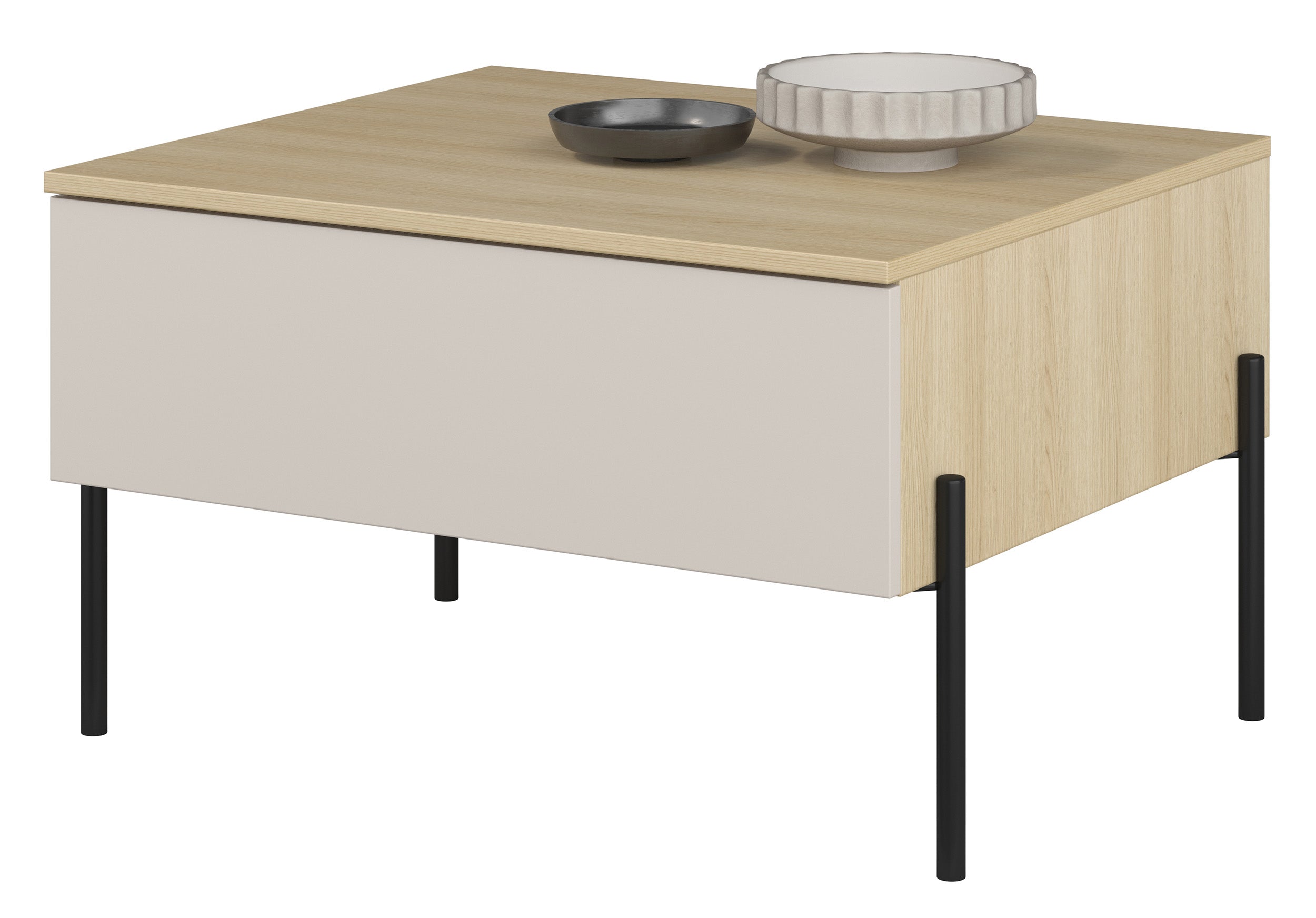 Ore Couchtisch mit Schublade 70x60 cm Lindberg Eiche/Kaschmir