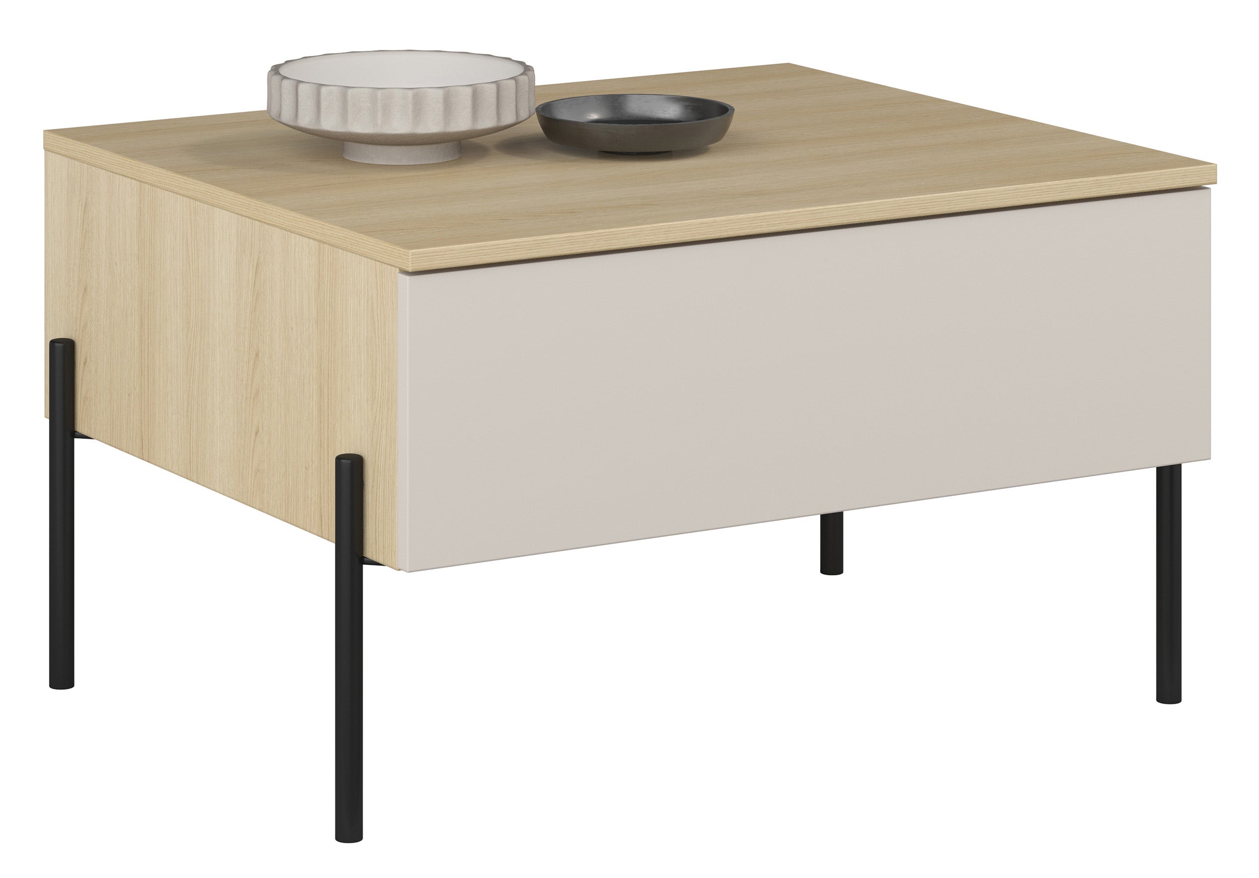Ore Couchtisch mit Schublade 70x60 cm Lindberg Eiche/Kaschmir