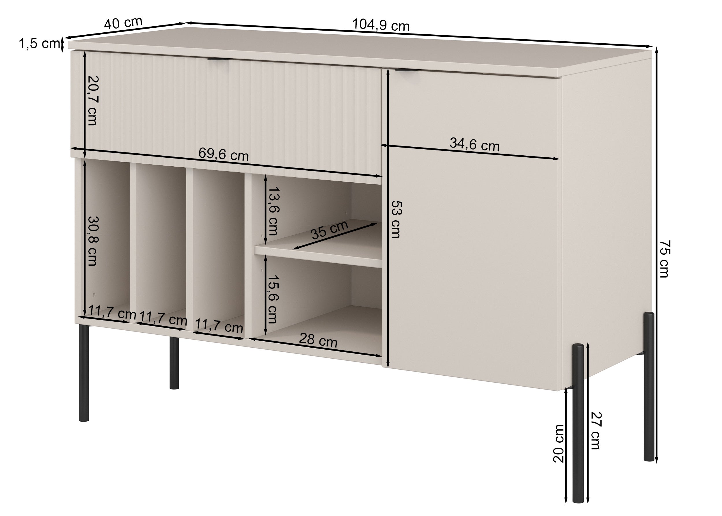 Einzeltür-Kommode Ore mit Schublade, 105 cm, Lindberg-Eiche