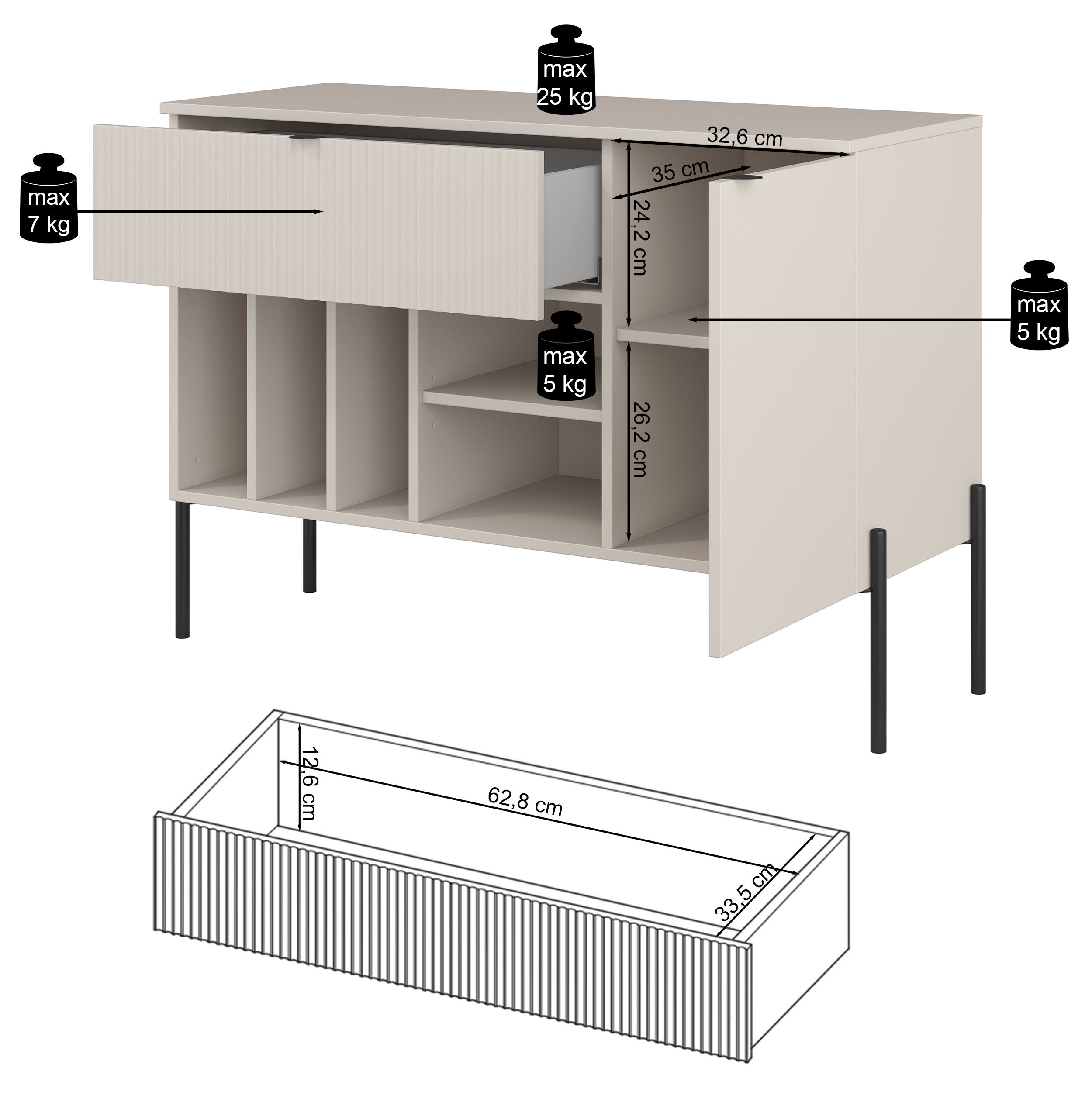 Einzeltür-Kommode Ore mit Schublade, 105 cm, Lindberg-Eiche