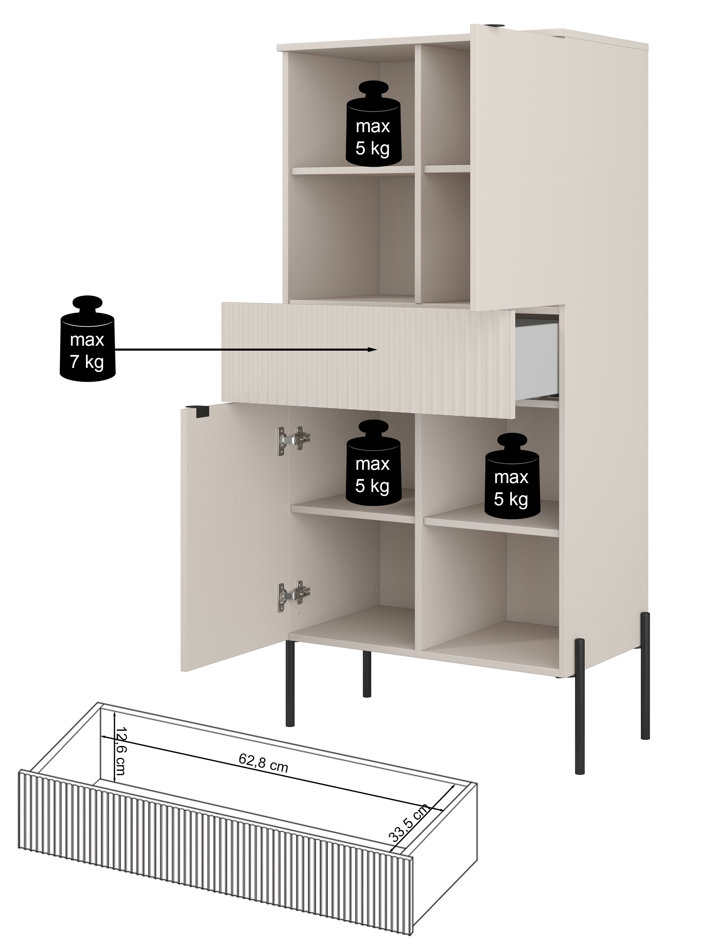 Zweituriges Regal Ore mit Schublade 70 cm Lindberg-Eiche