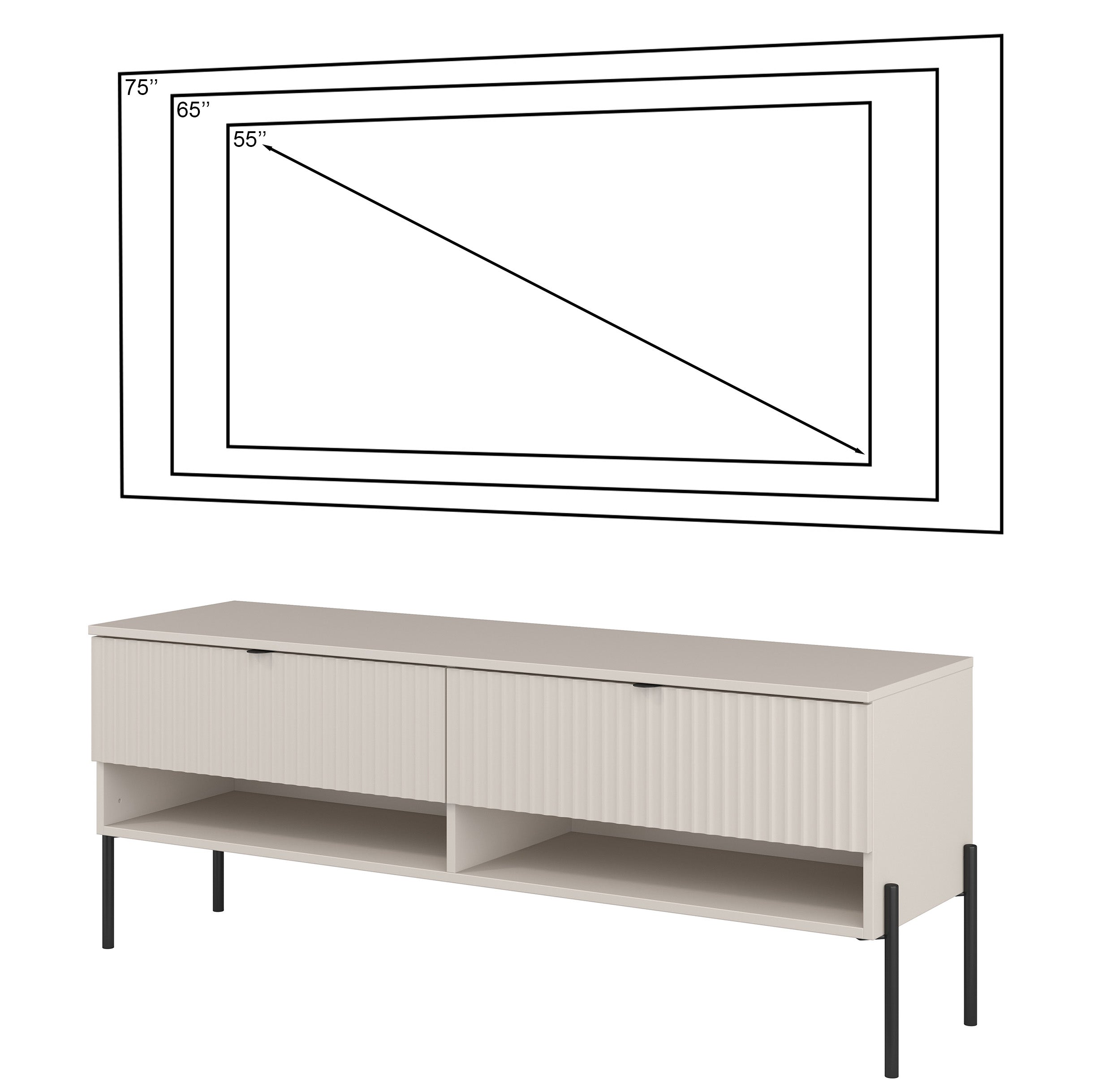 TV-Schrank Ore mit zwei Schubladen, 140 cm, Lindberg-Eiche