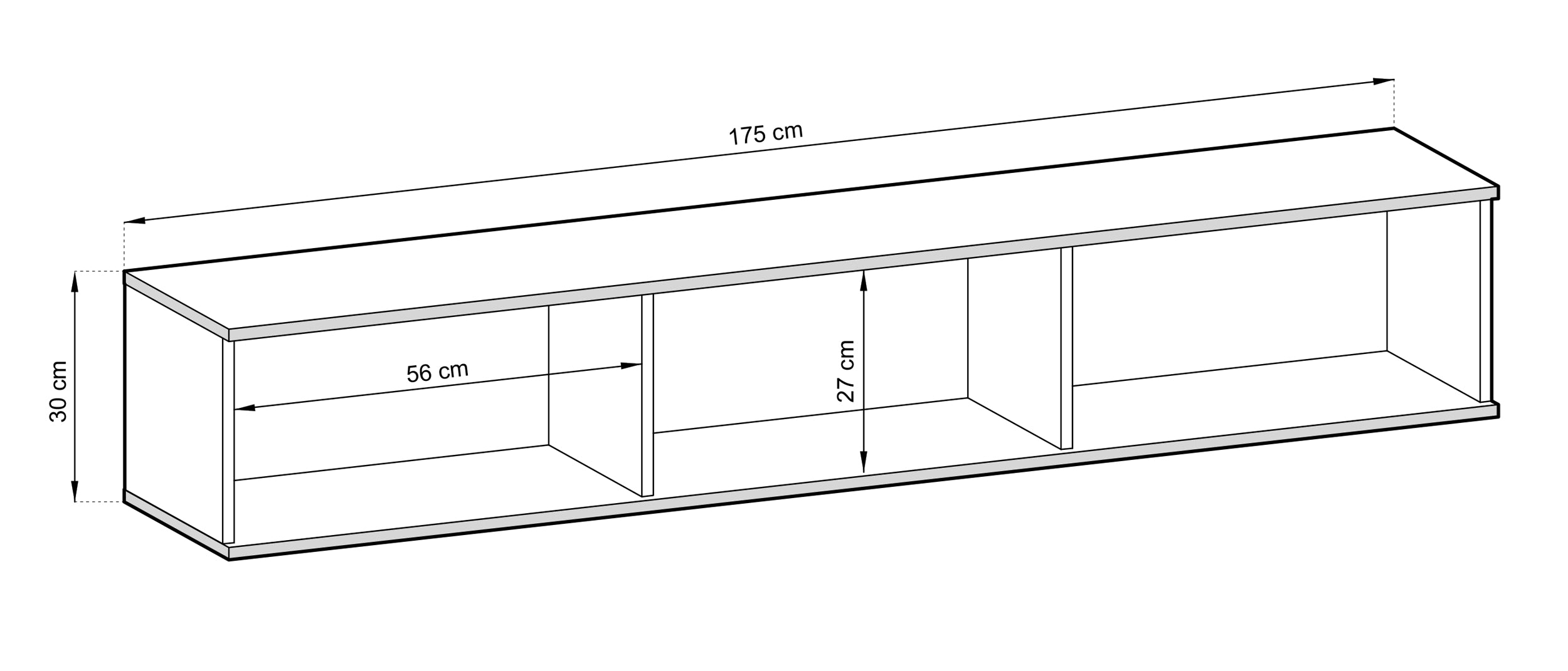 TV-Schrank Mucalma 175 cm weiß mit goldenen Lamellenakzenten