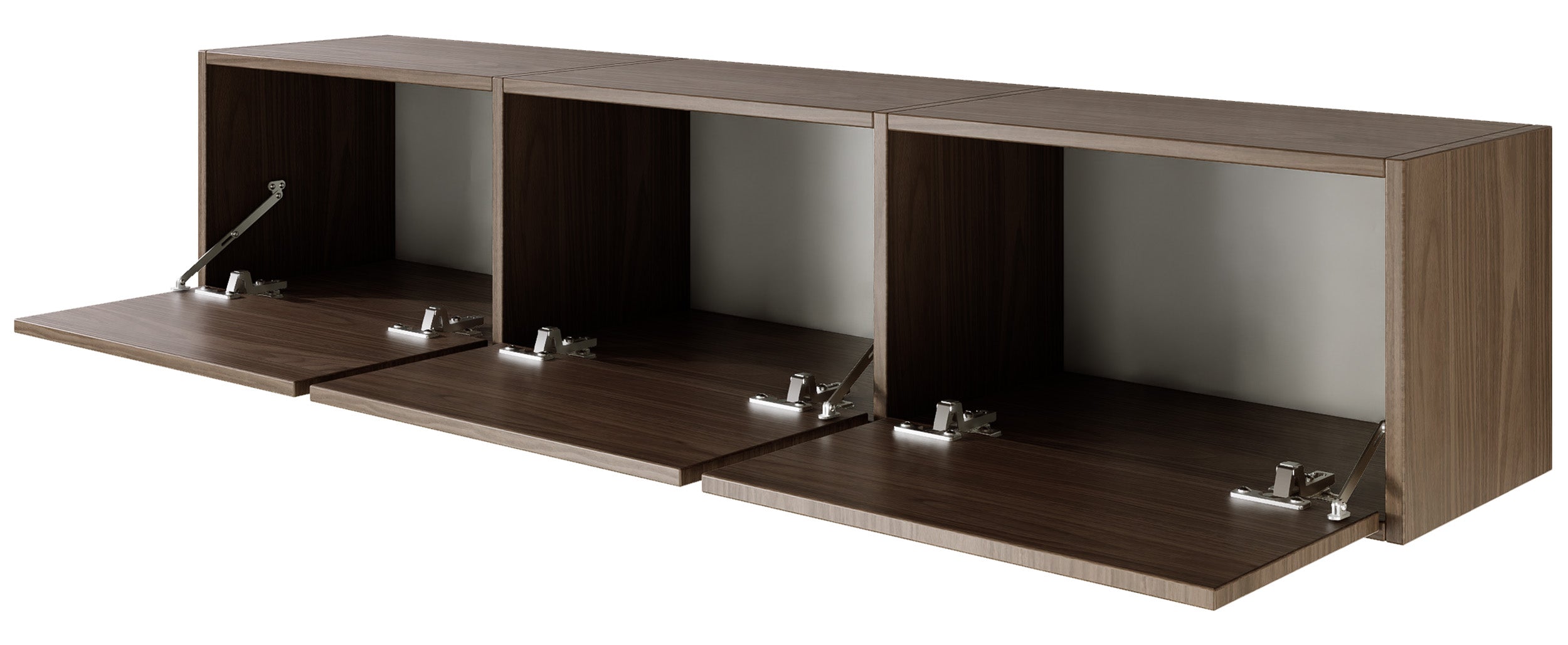Hängender TV-Schrank Framme mit drei Klappen, 150 cm, Wisconsin-Nussbaum