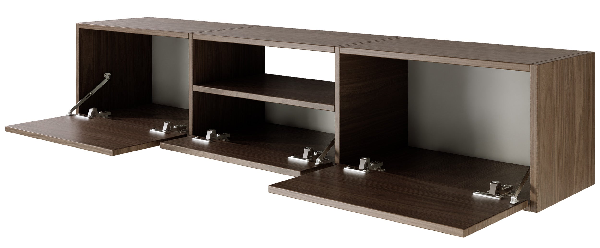 Hängender TV-Schrank Framme mit drei Klappen und einer Nische, 150 cm, Walnuss Wisconsin